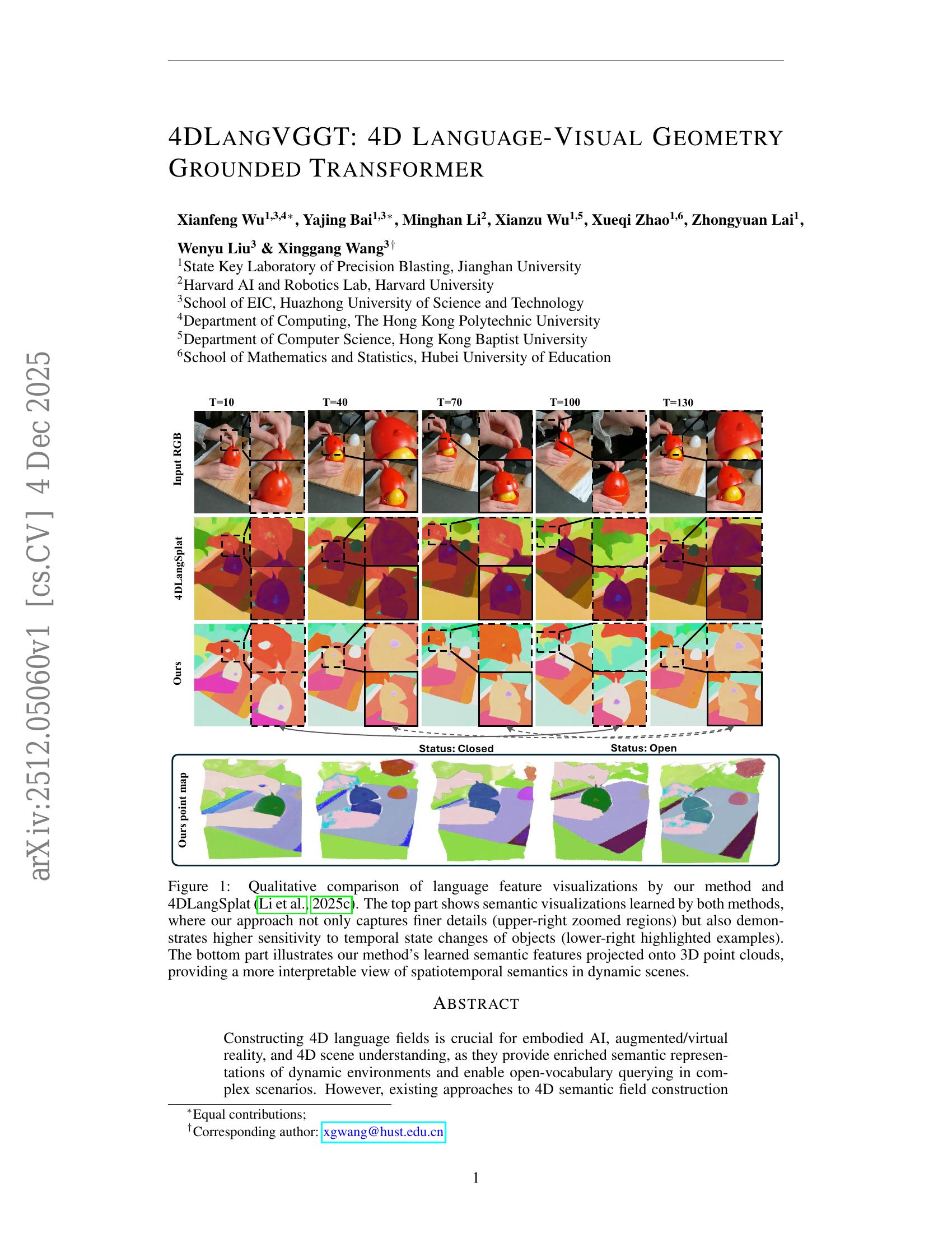 4DLangVGGT: 4D Language-Visual Geometry Grounded Transformer - 智源社区论文