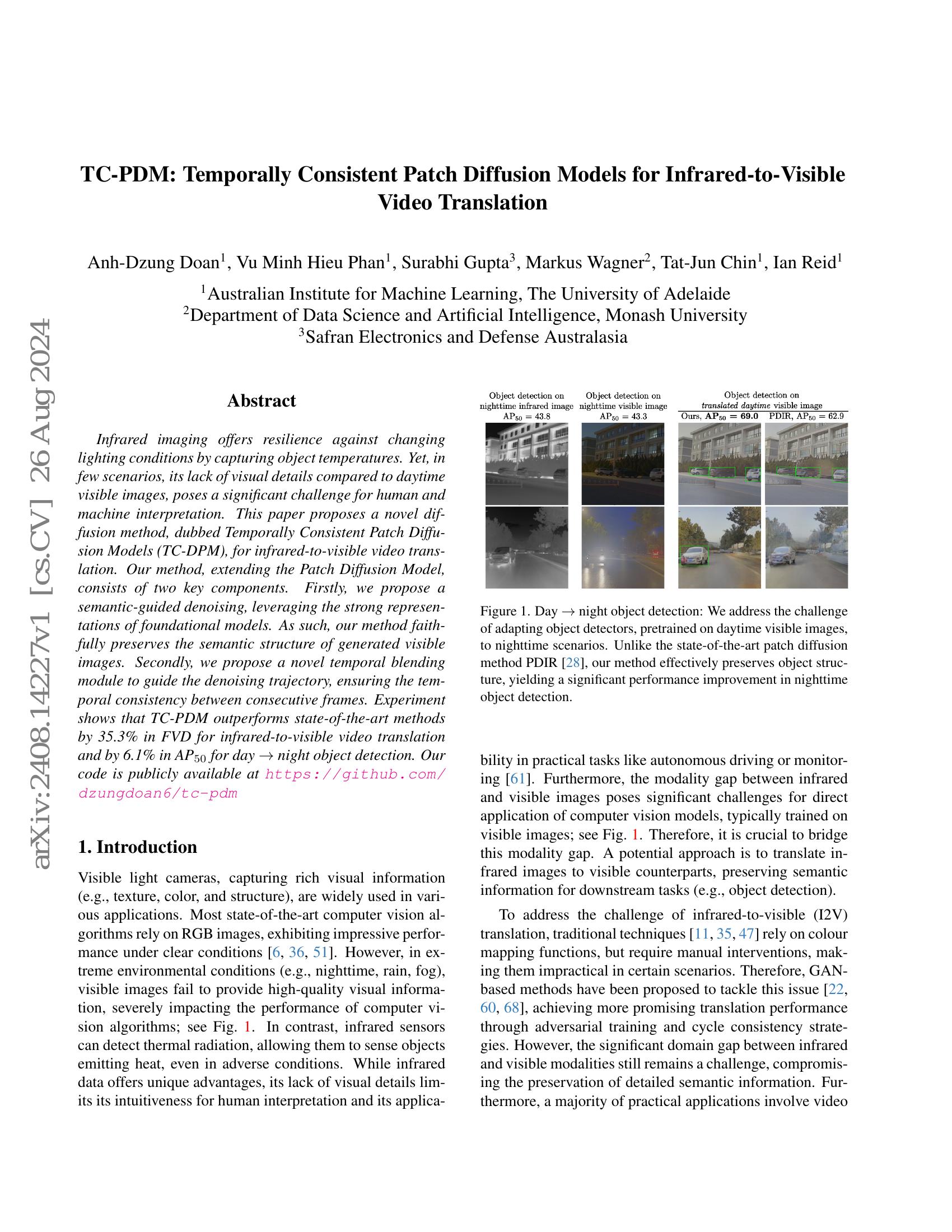 TC-PDM: Temporally Consistent Patch Diffusion Models for Infrared-to ...