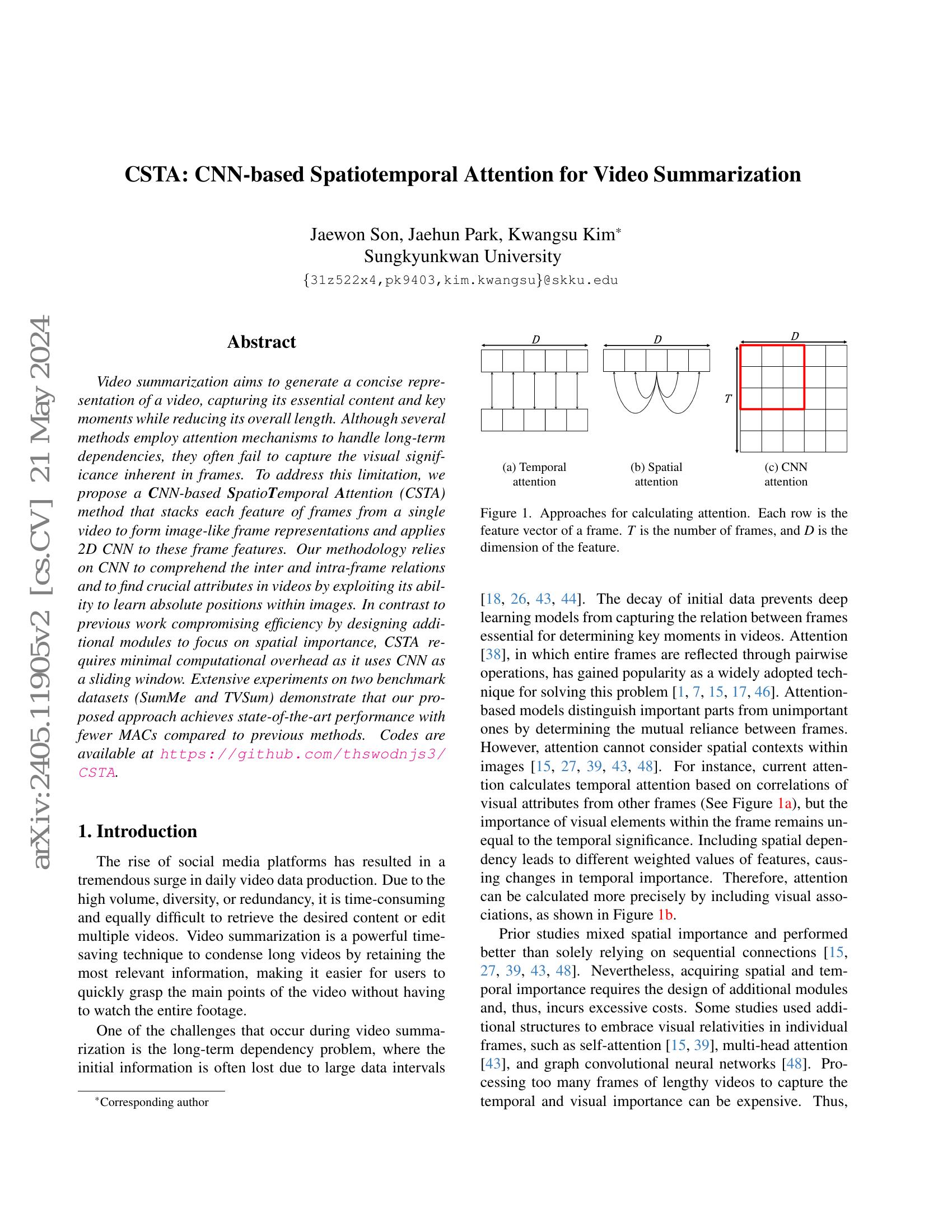 CSTA: CNN-based Spatiotemporal Attention for Video Summarization - 智源社区论文