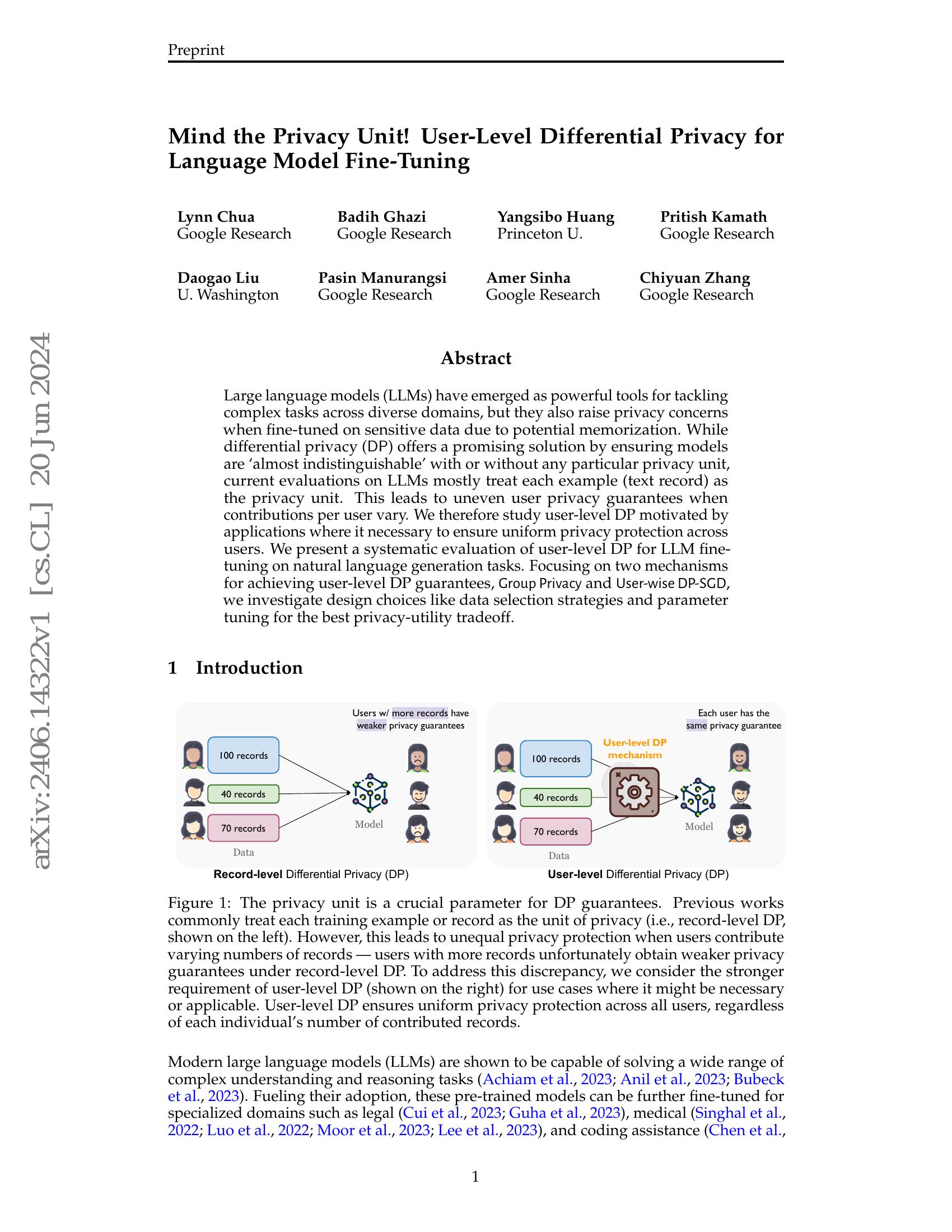 Mind the Privacy Unit! User-Level Differential Privacy for Language ...