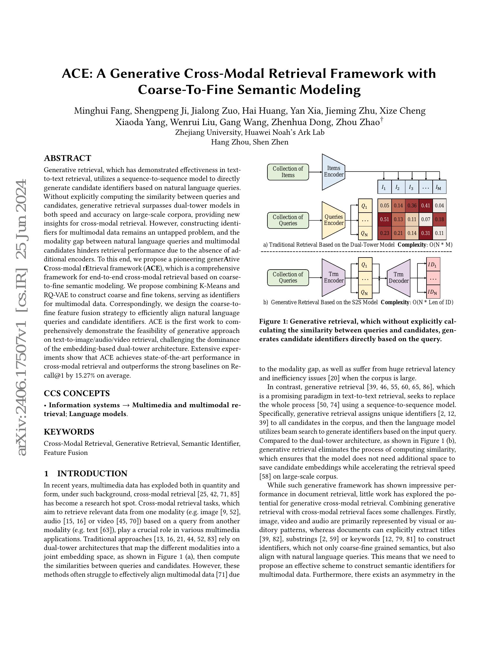 ACE: A Generative Cross-Modal Retrieval Framework with Coarse-To-Fine ...