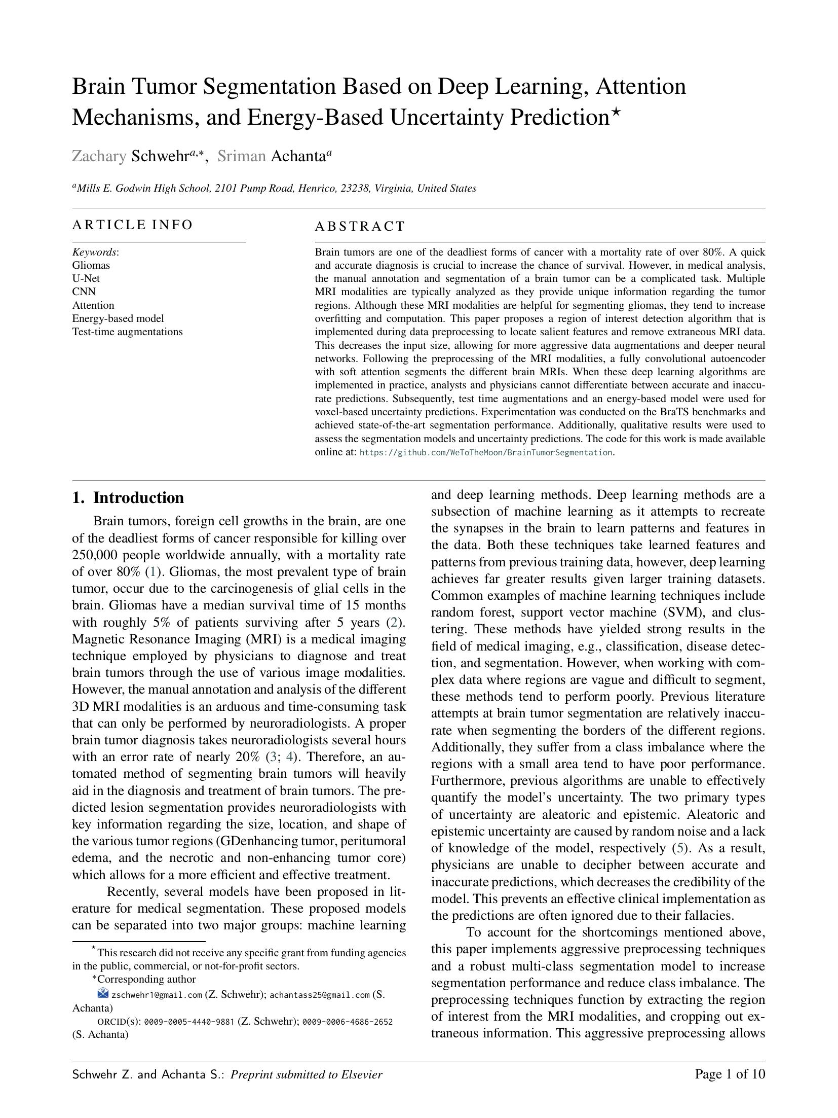 Brain Tumor Segmentation Based on Deep Learning, Attention Mechanisms ...