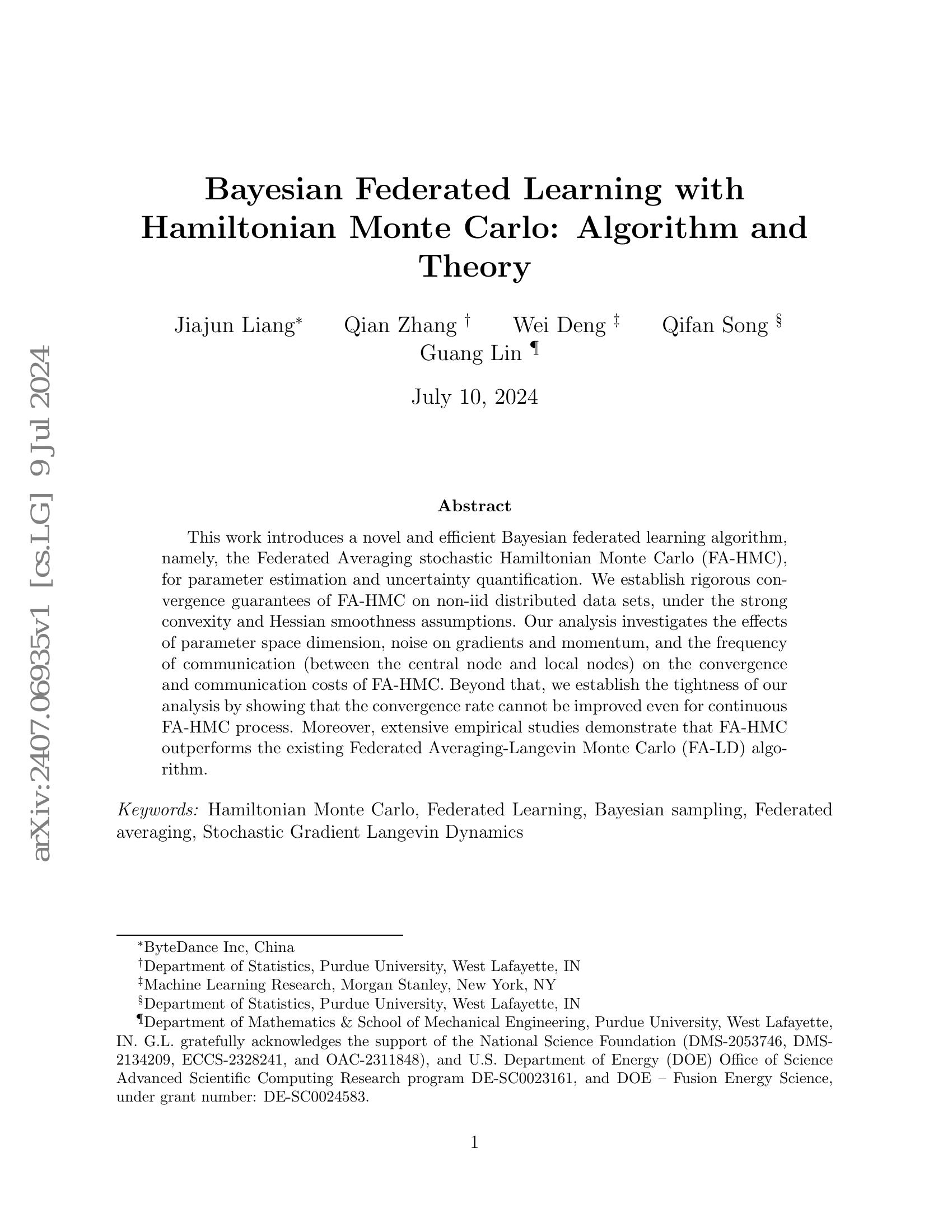 Bayesian Federated Learning with Hamiltonian Monte Carlo: Algorithm and ...