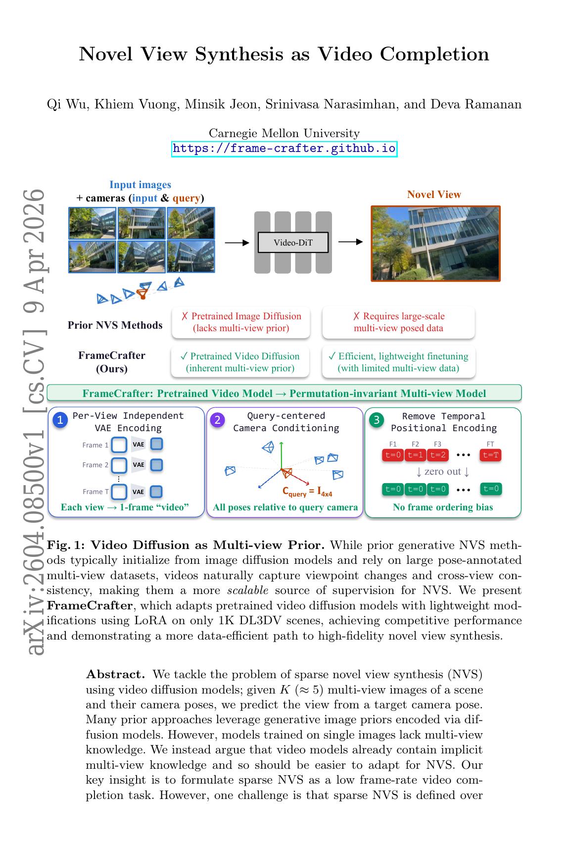Novel View Synthesis as Video Completion - 智源社区论文
