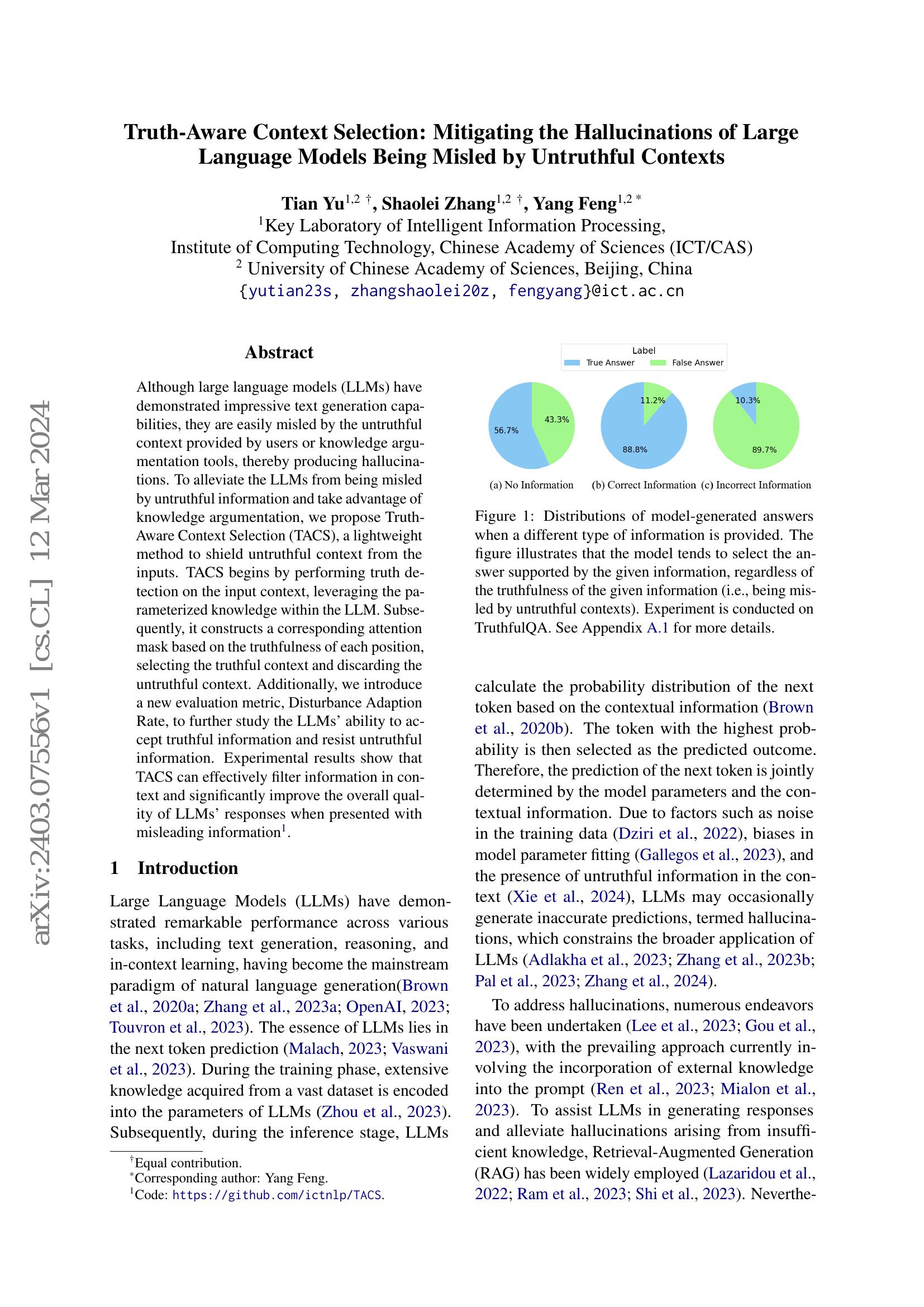 Truth-Aware Context Selection: Mitigating the Hallucinations of Large ...