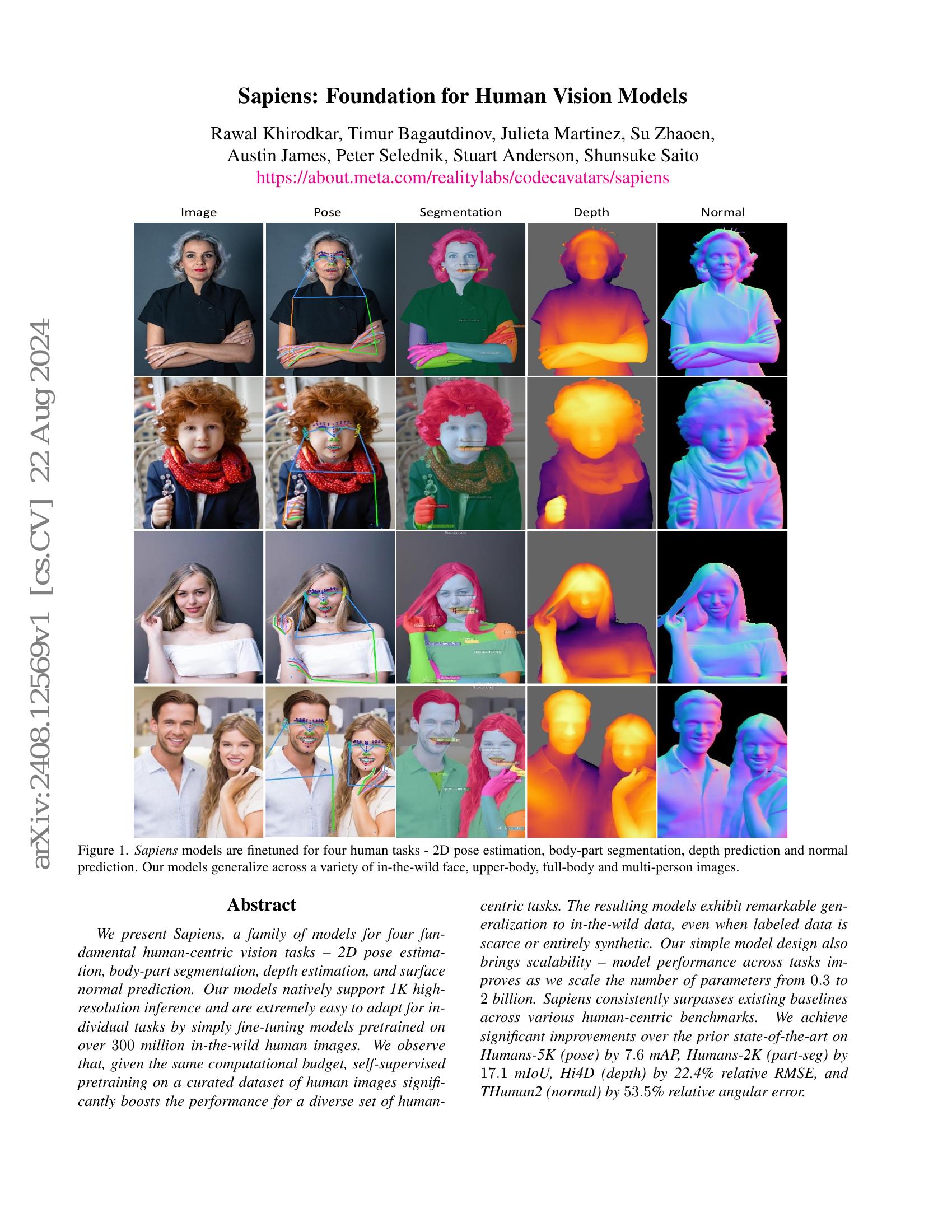 Sapiens: Foundation for Human Vision Models - 智源社区论文