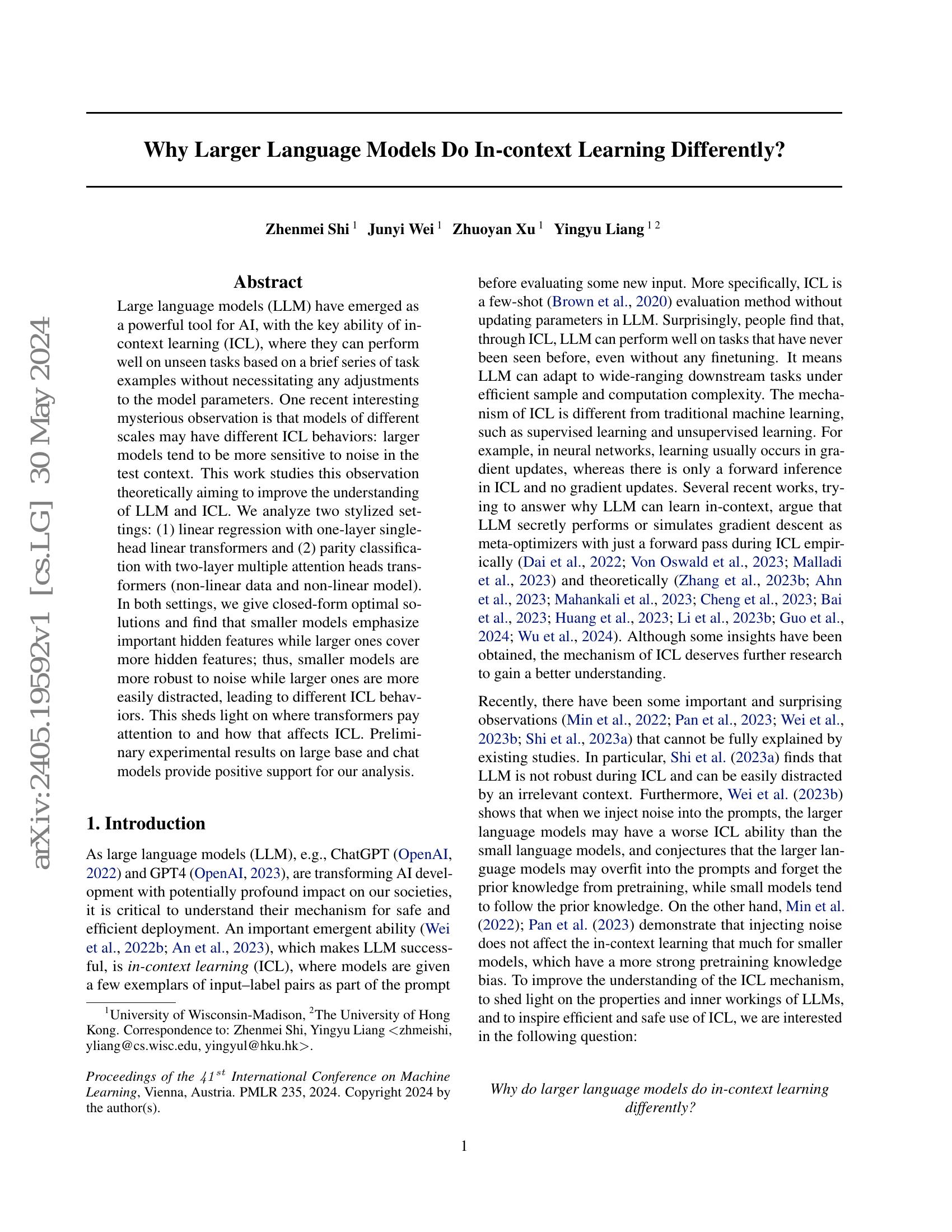 Why Larger Language Models Do In-context Learning Differently? - 智源社区论文