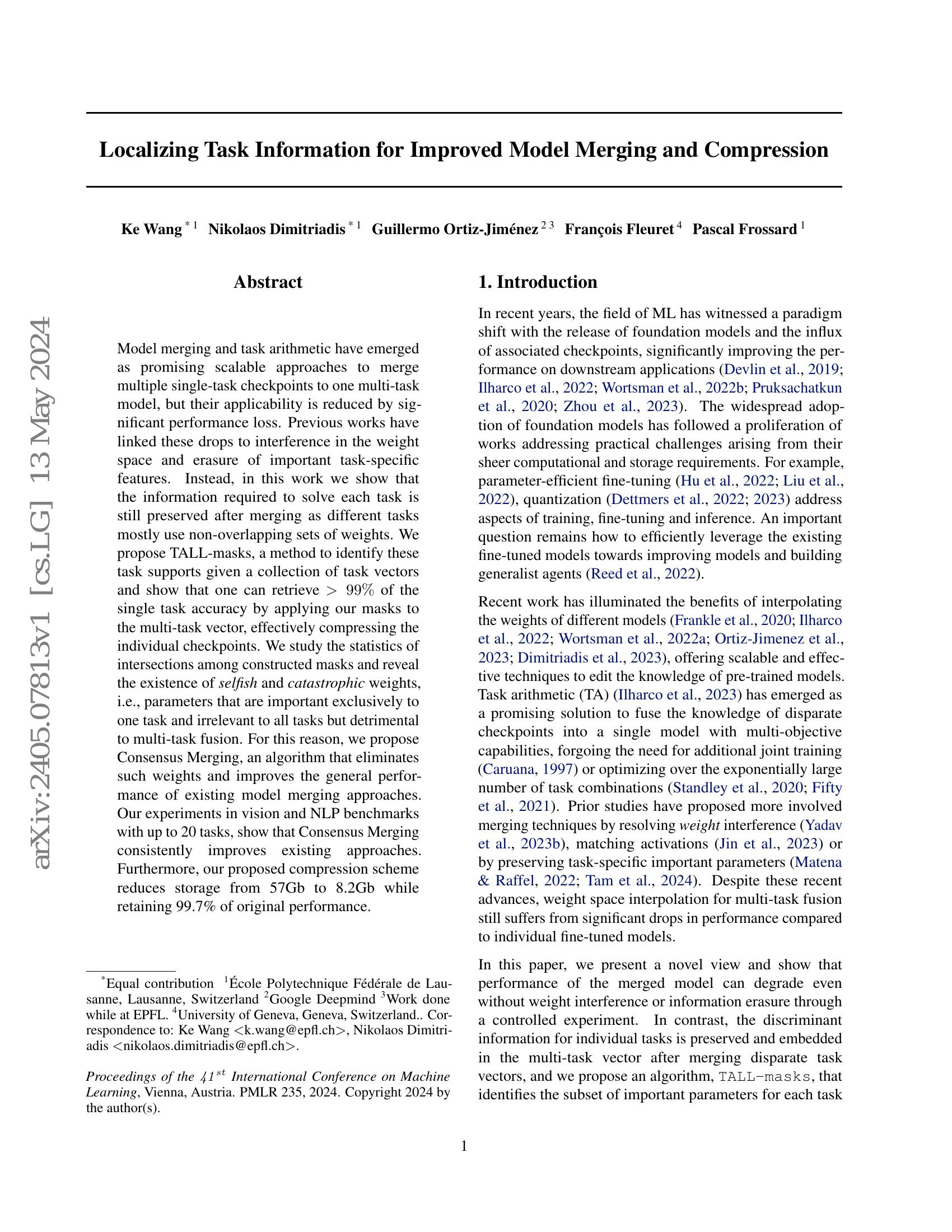 Localizing Task Information for Improved Model Merging and Compression ...