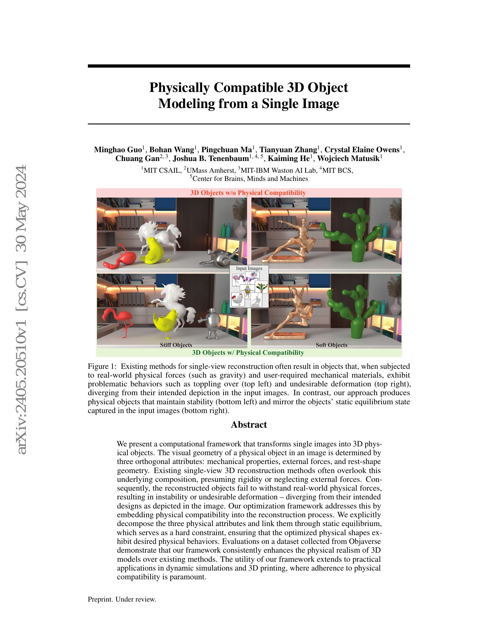 Physically Compatible 3D Object Modeling from a Single Image - 智源社区论文