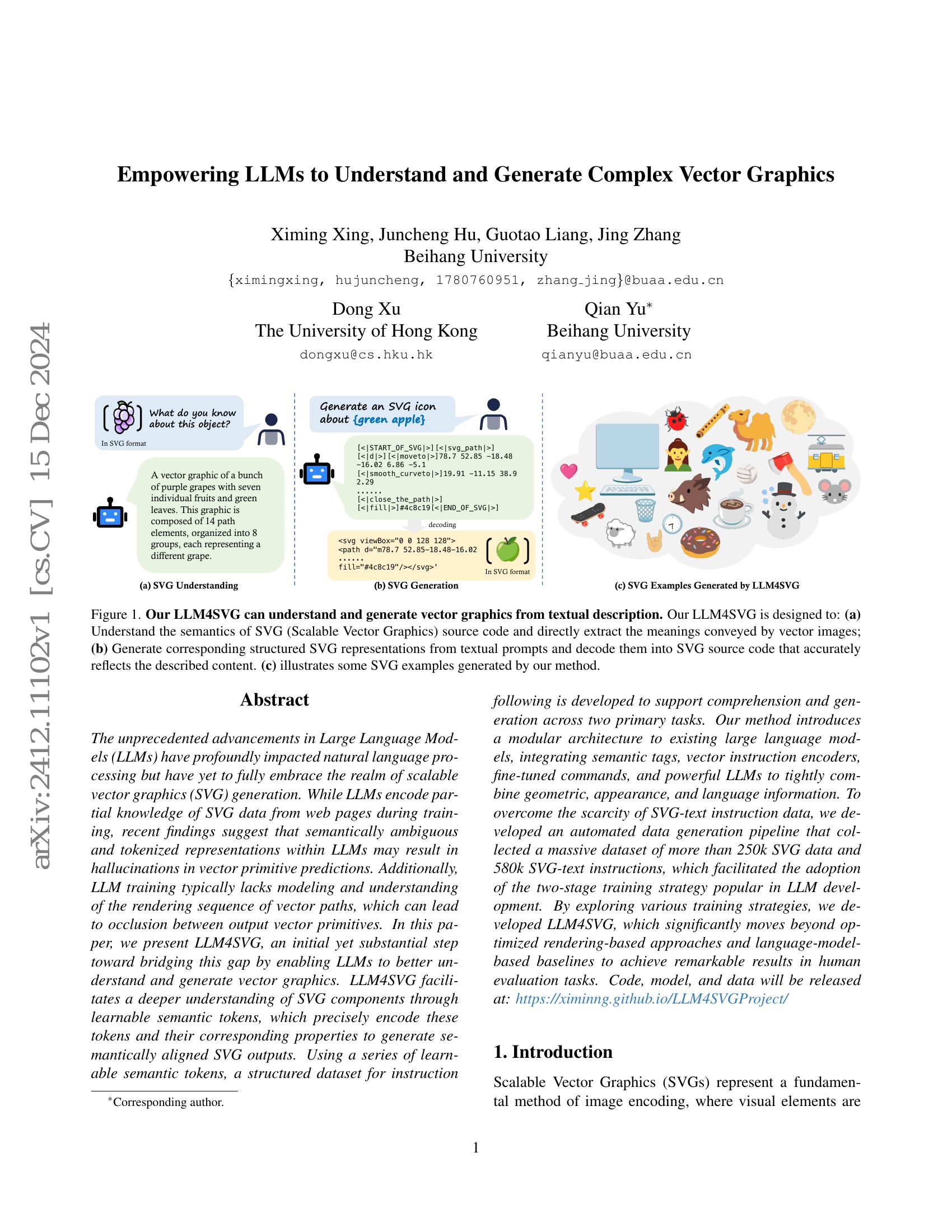 Empowering LLMs to Understand and Generate Complex Vector Graphics - 智源社区论文