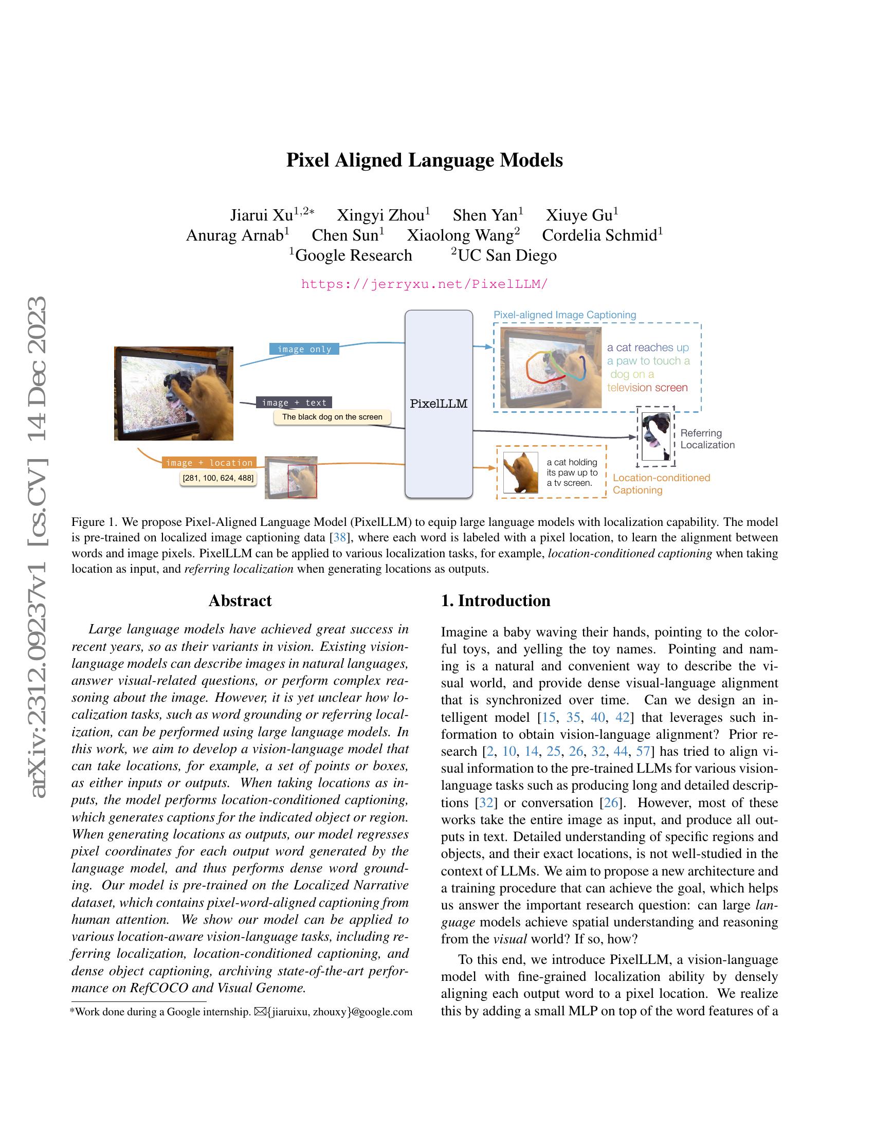 Pixel Aligned Language Models - 智源社区论文