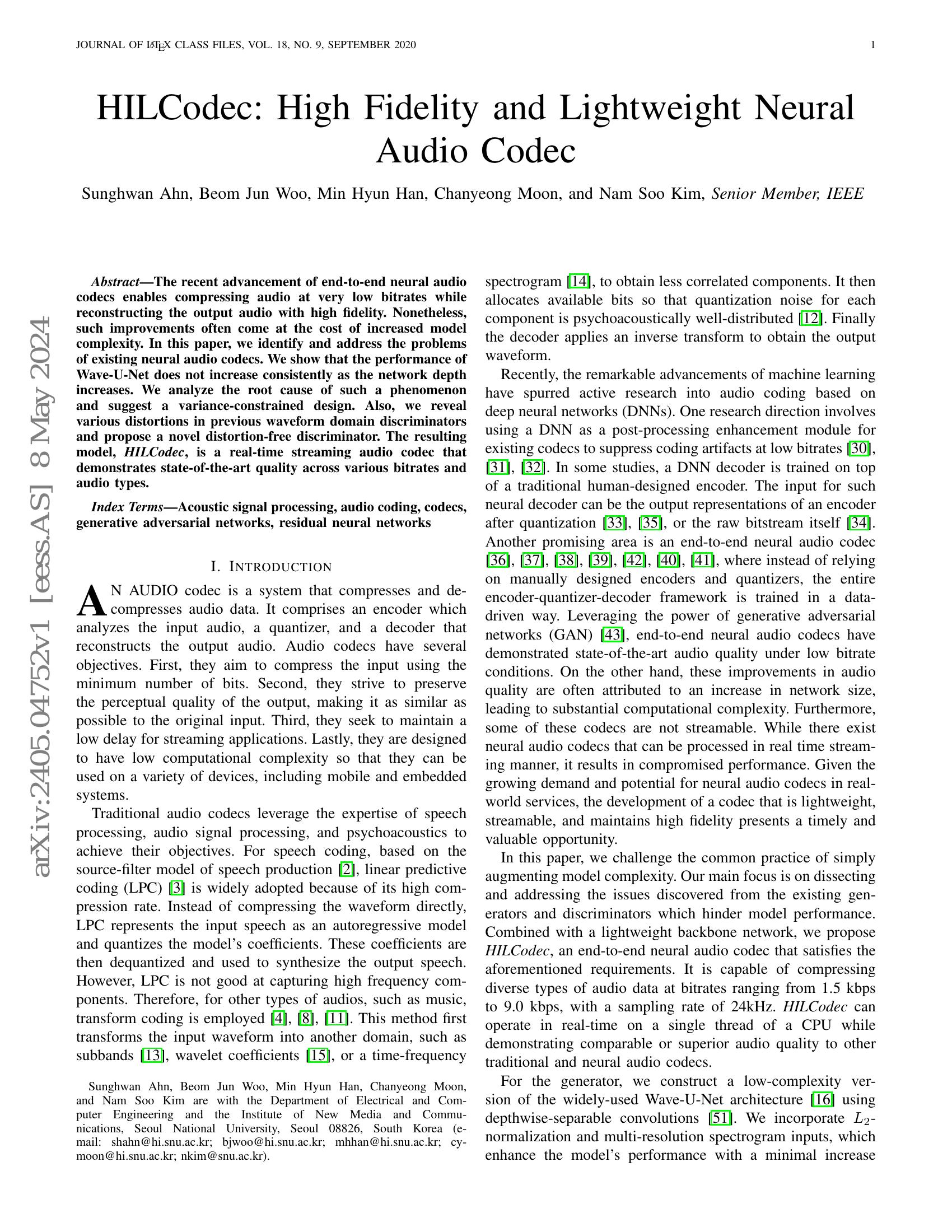HILCodec: High Fidelity and Lightweight Neural Audio Codec - 智源社区论文