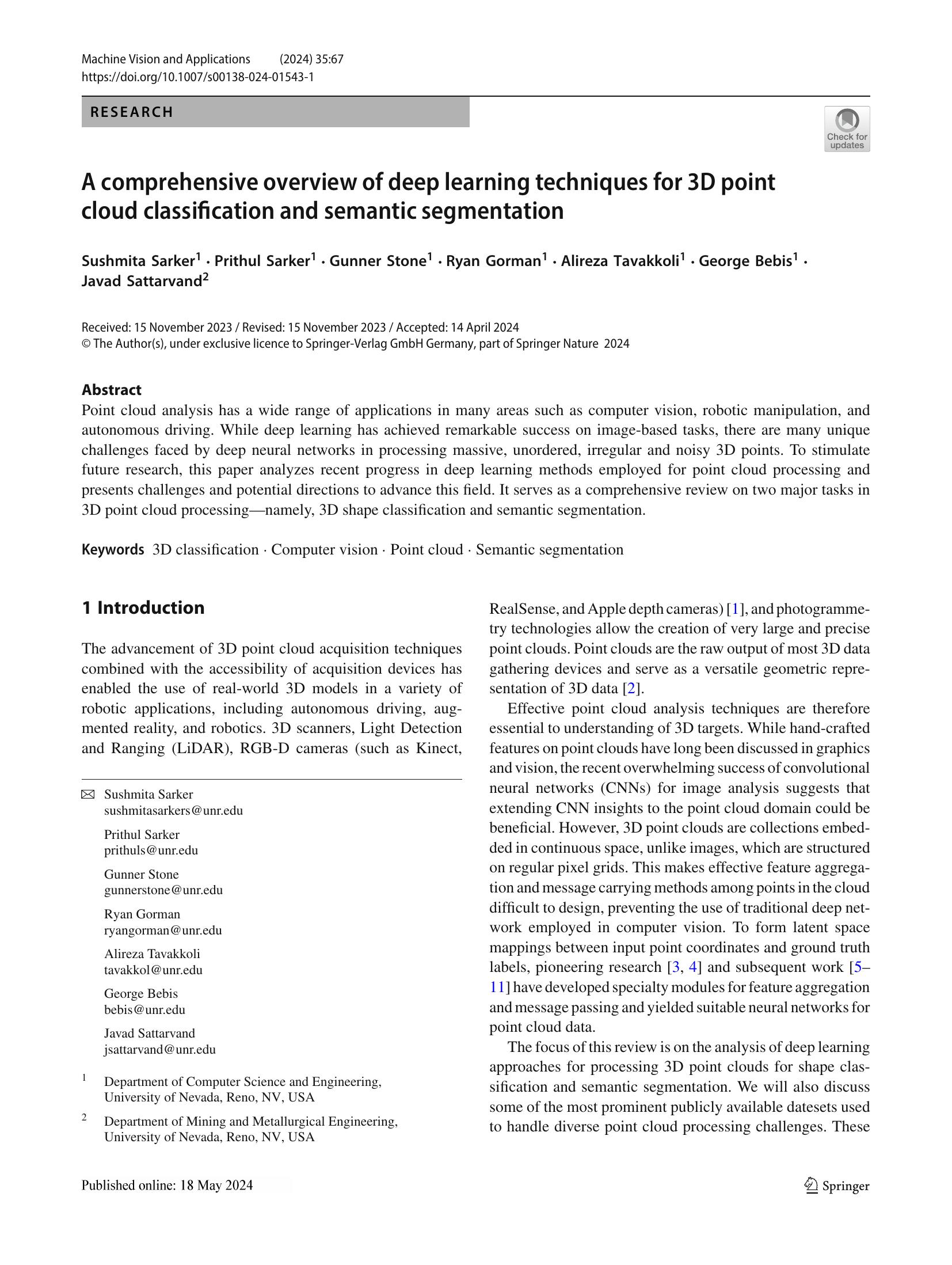 A comprehensive overview of deep learning techniques for 3D point cloud ...