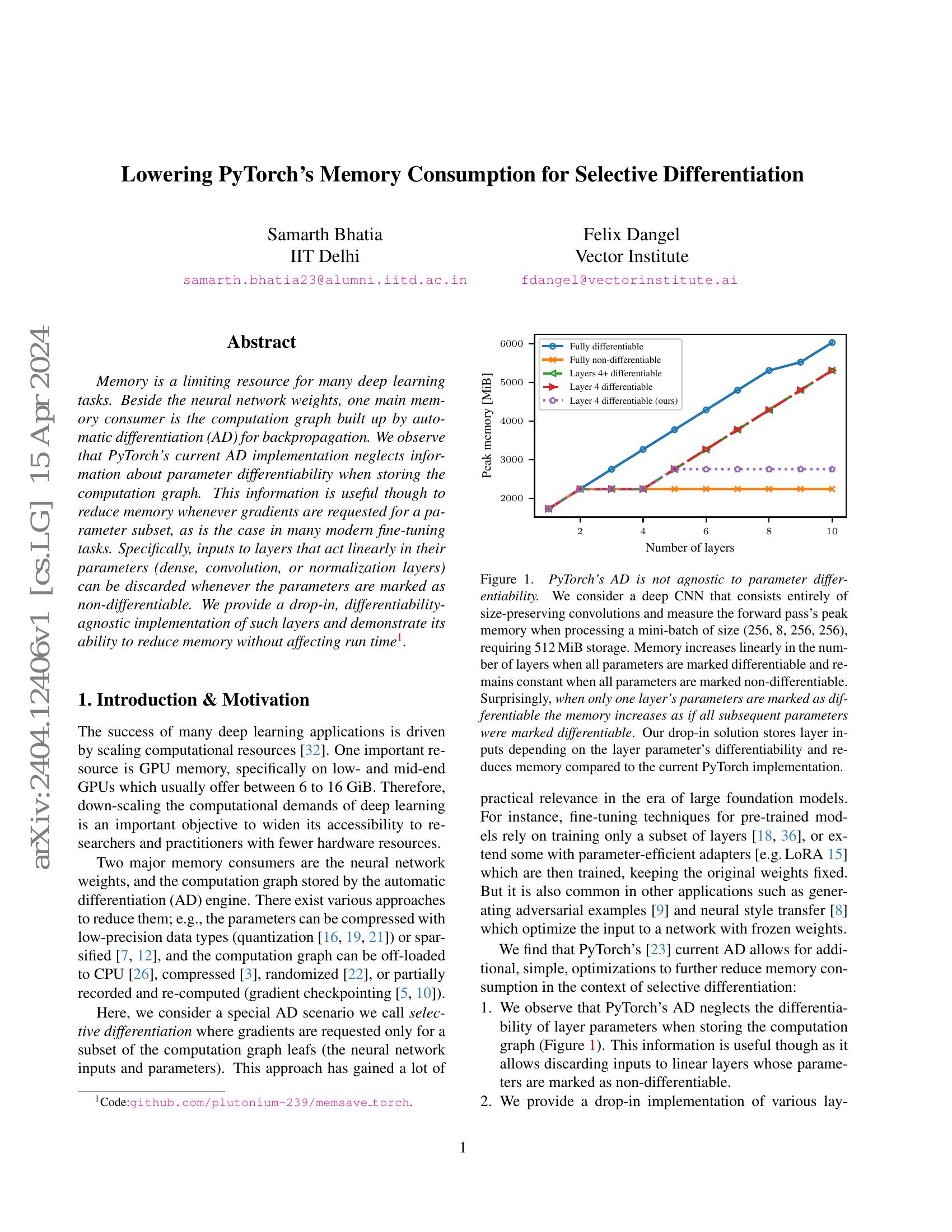Lowering PyTorch's Memory Consumption for Selective Differentiation - 智 ...