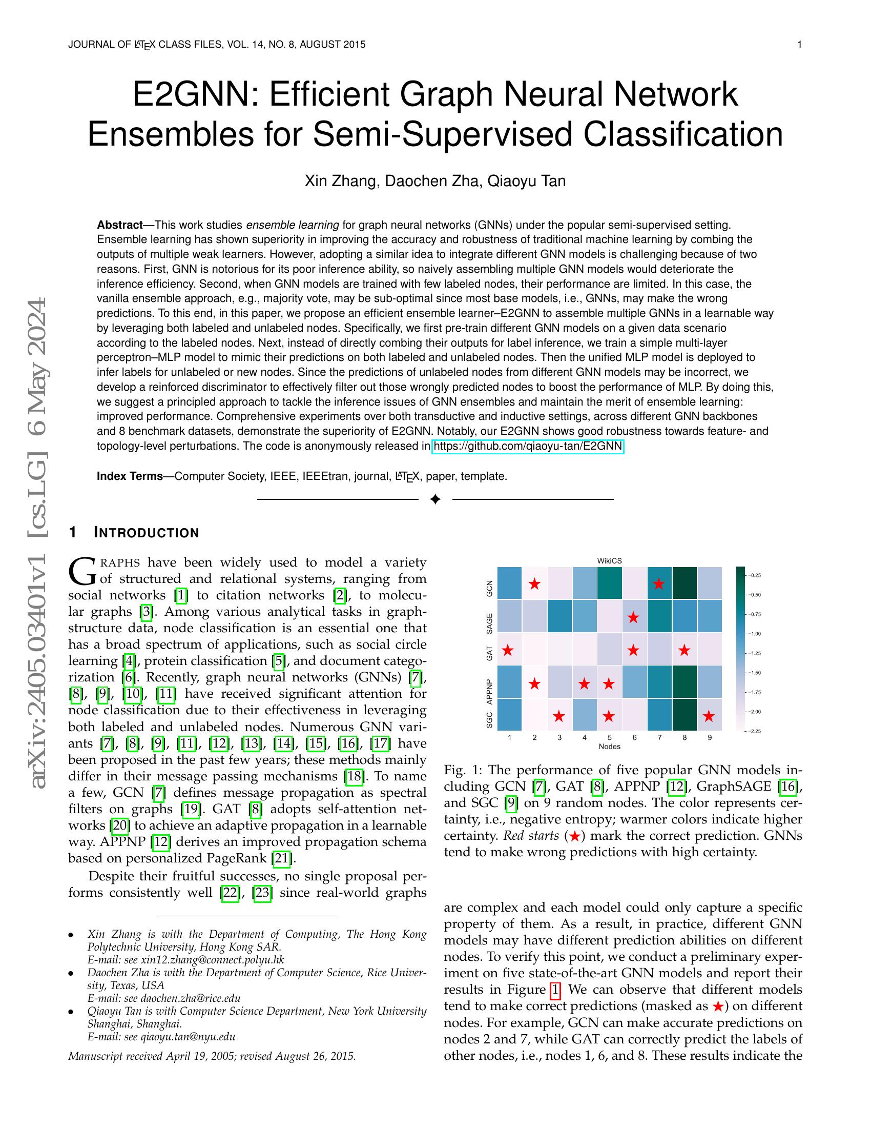 E2GNN: Efficient Graph Neural Network Ensembles for Semi-Supervised ...