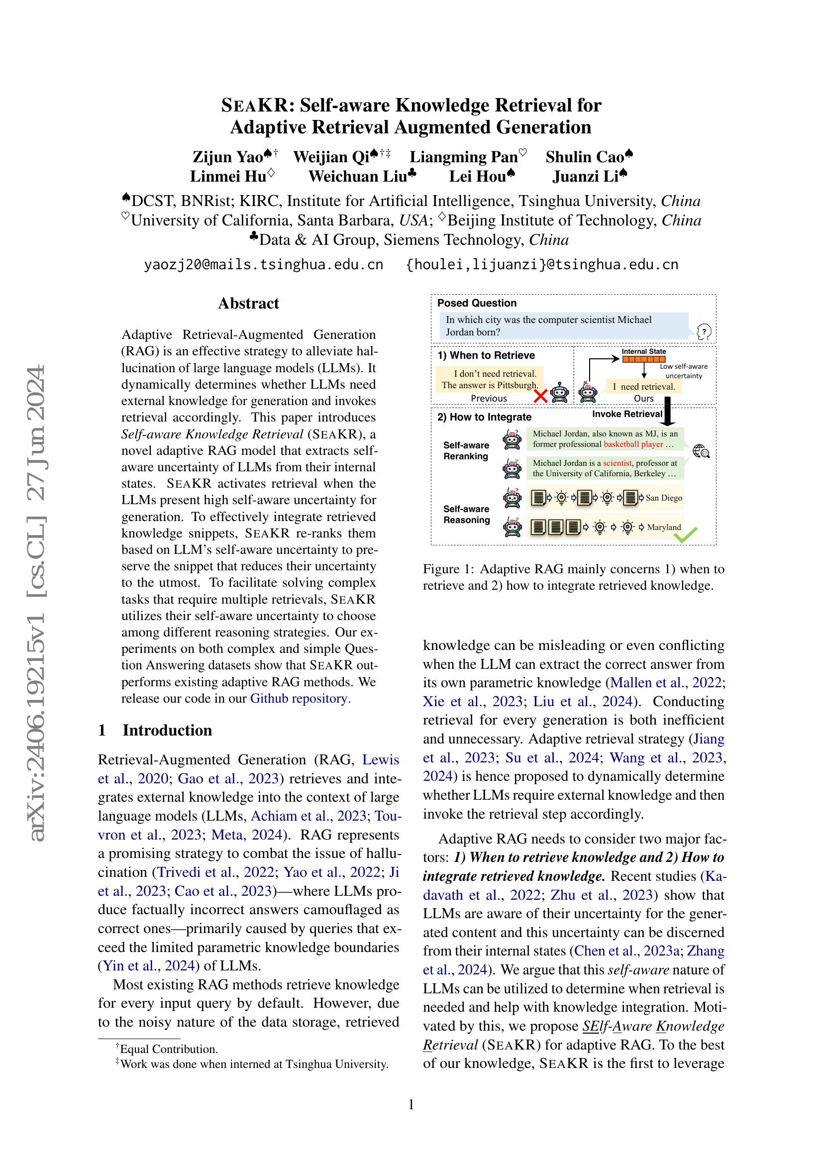 SeaKR: Self-aware Knowledge Retrieval for Adaptive Retrieval Augmented ...