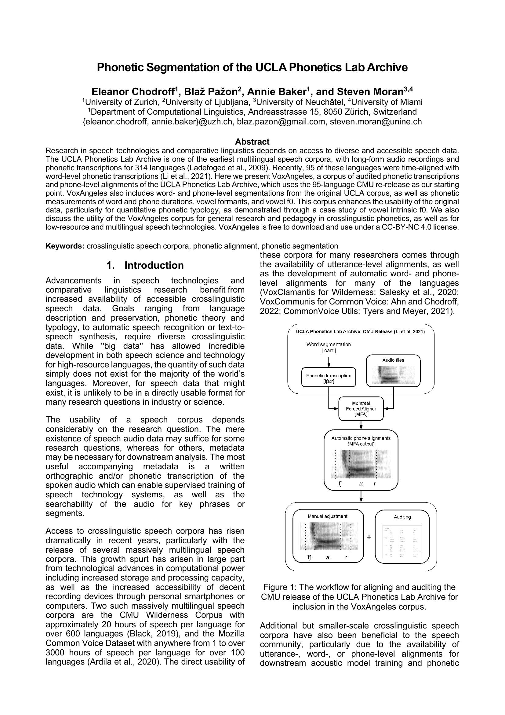 Phonetic Segmentation of the UCLA Phonetics Lab Archive - 智源社区论文
