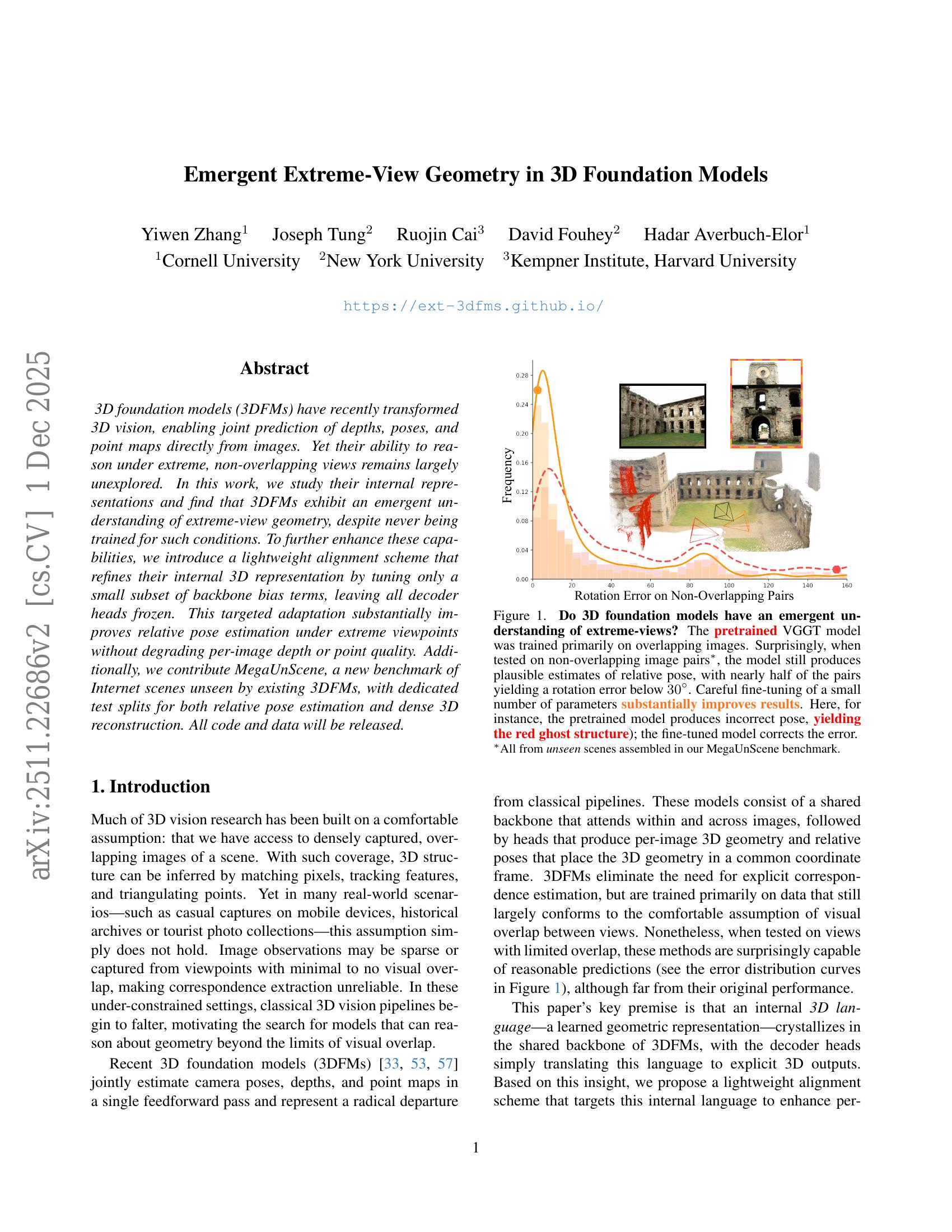 Emergent Extreme-View Geometry in 3D Foundation Models - 智源社区论文