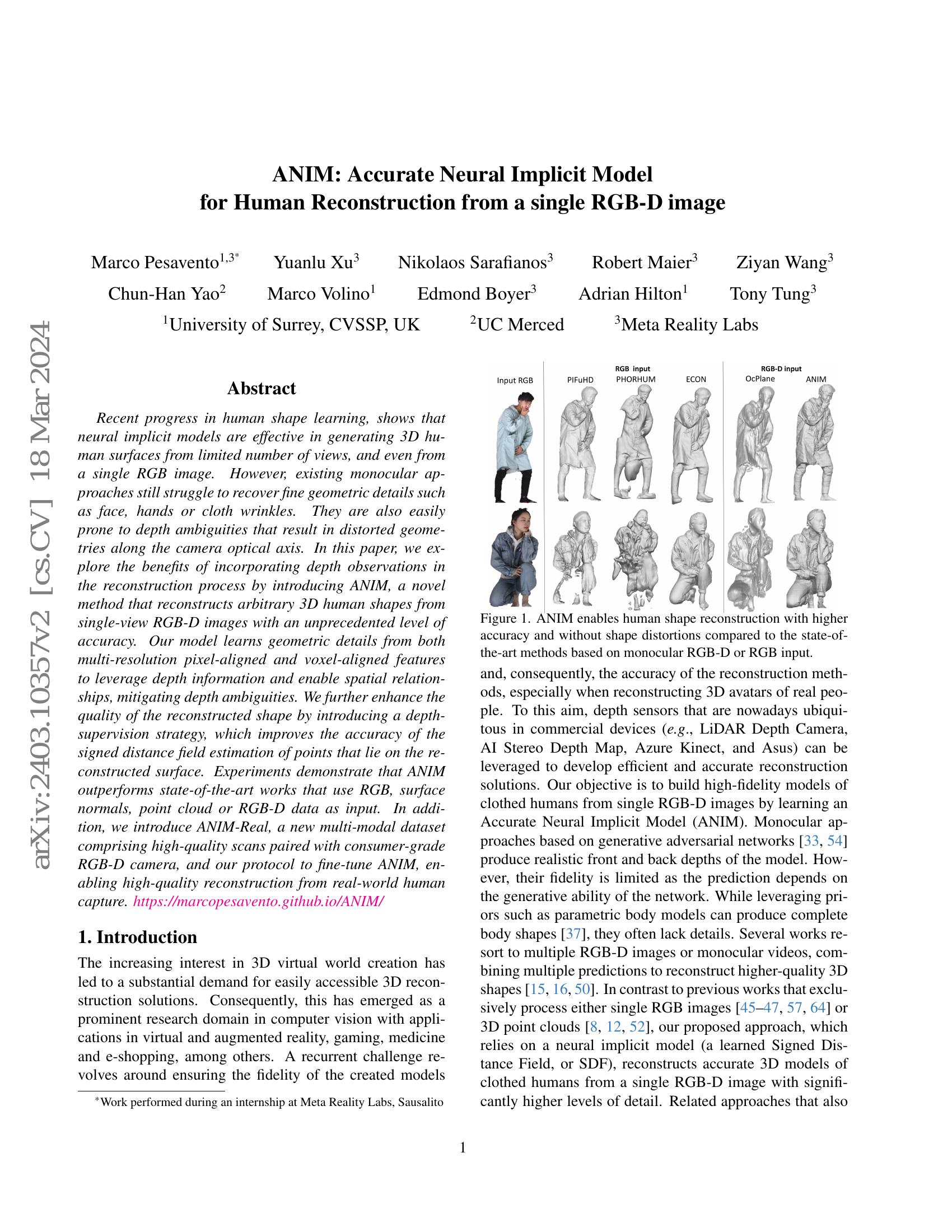 ANIM: Accurate Neural Implicit Model for Human Reconstruction from a ...