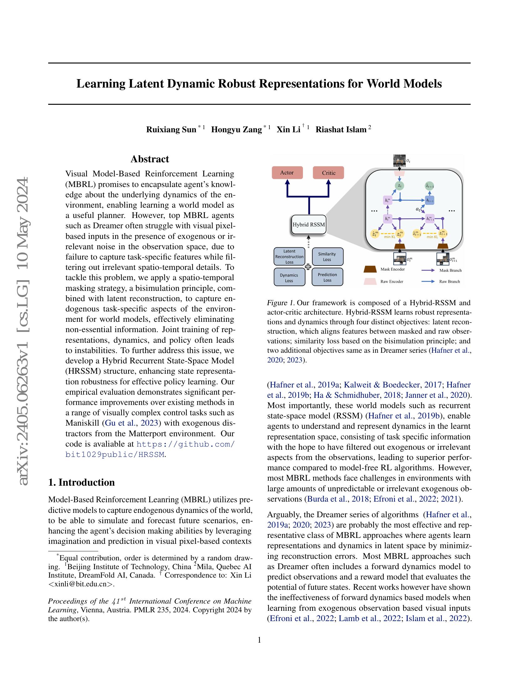 Learning Latent Dynamic Robust Representations for World Models - 智源社区论文