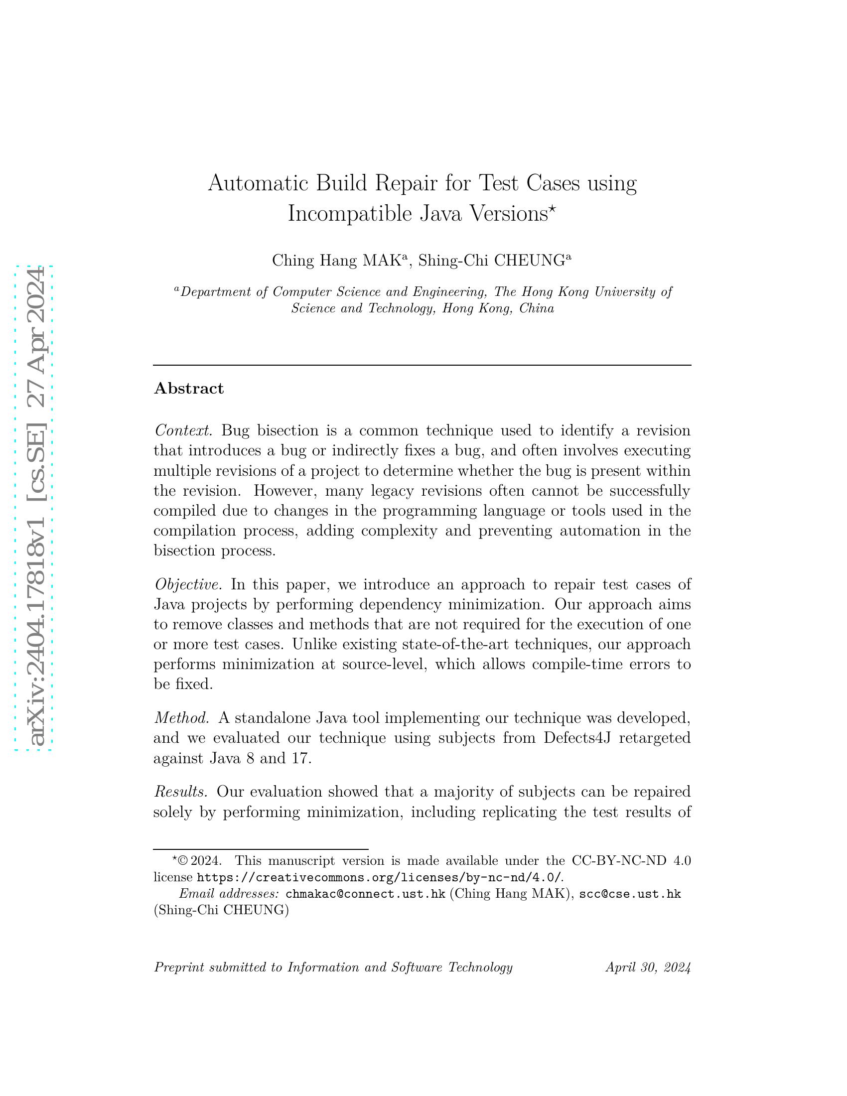Automatic Build Repair for Test Cases using Incompatible Java Versions ...