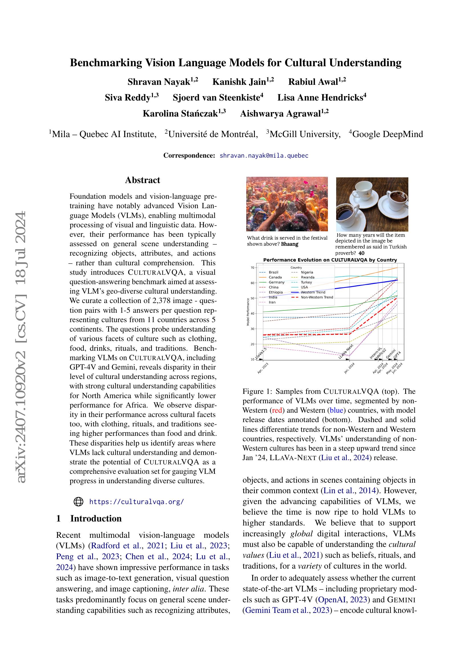 Benchmarking Vision Language Models for Cultural Understanding - 智源社区论文