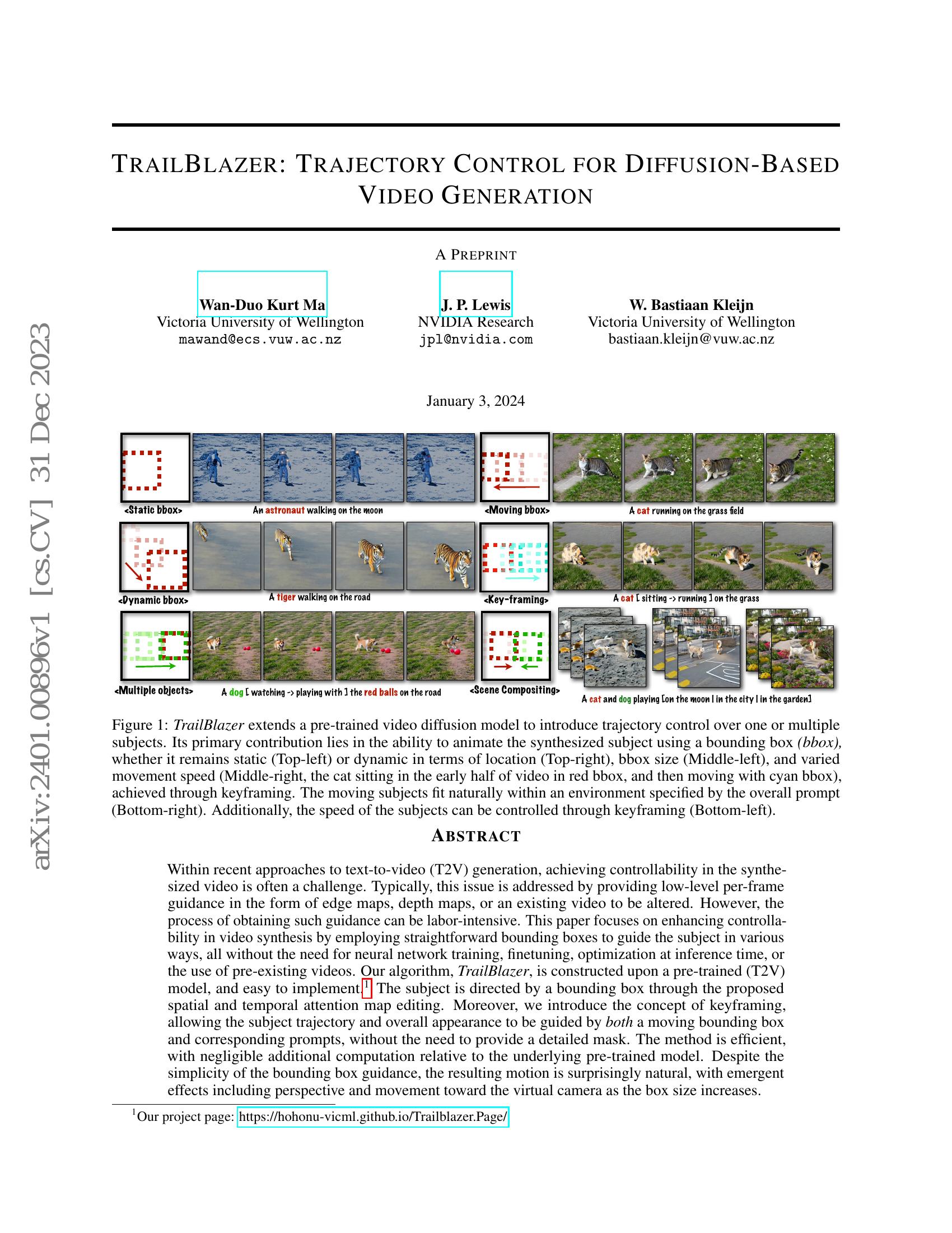 TrailBlazer: Trajectory Control for Diffusion-Based Video Generation ...