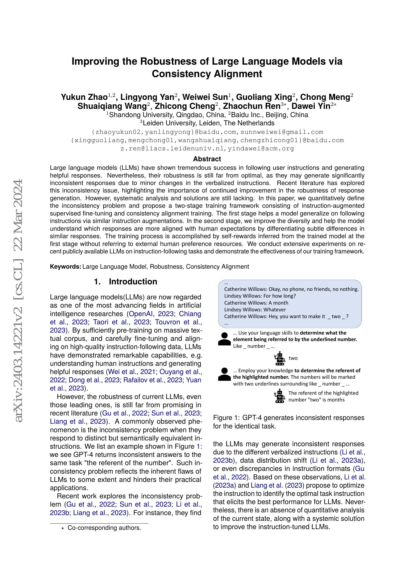 Improving the Robustness of Large Language Models via Consistency ...