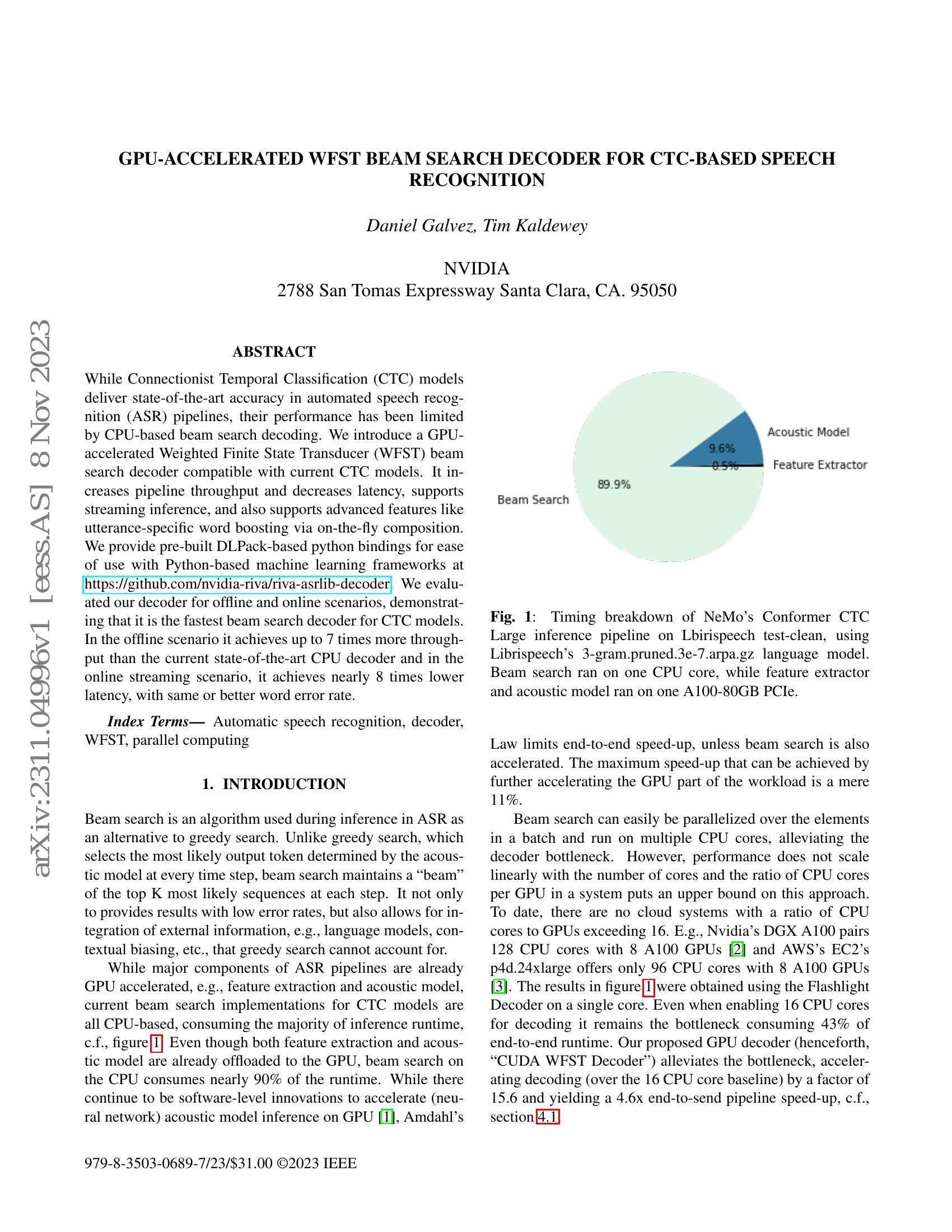 GPU-Accelerated WFST Beam Search Decoder for CTC-based Speech ...