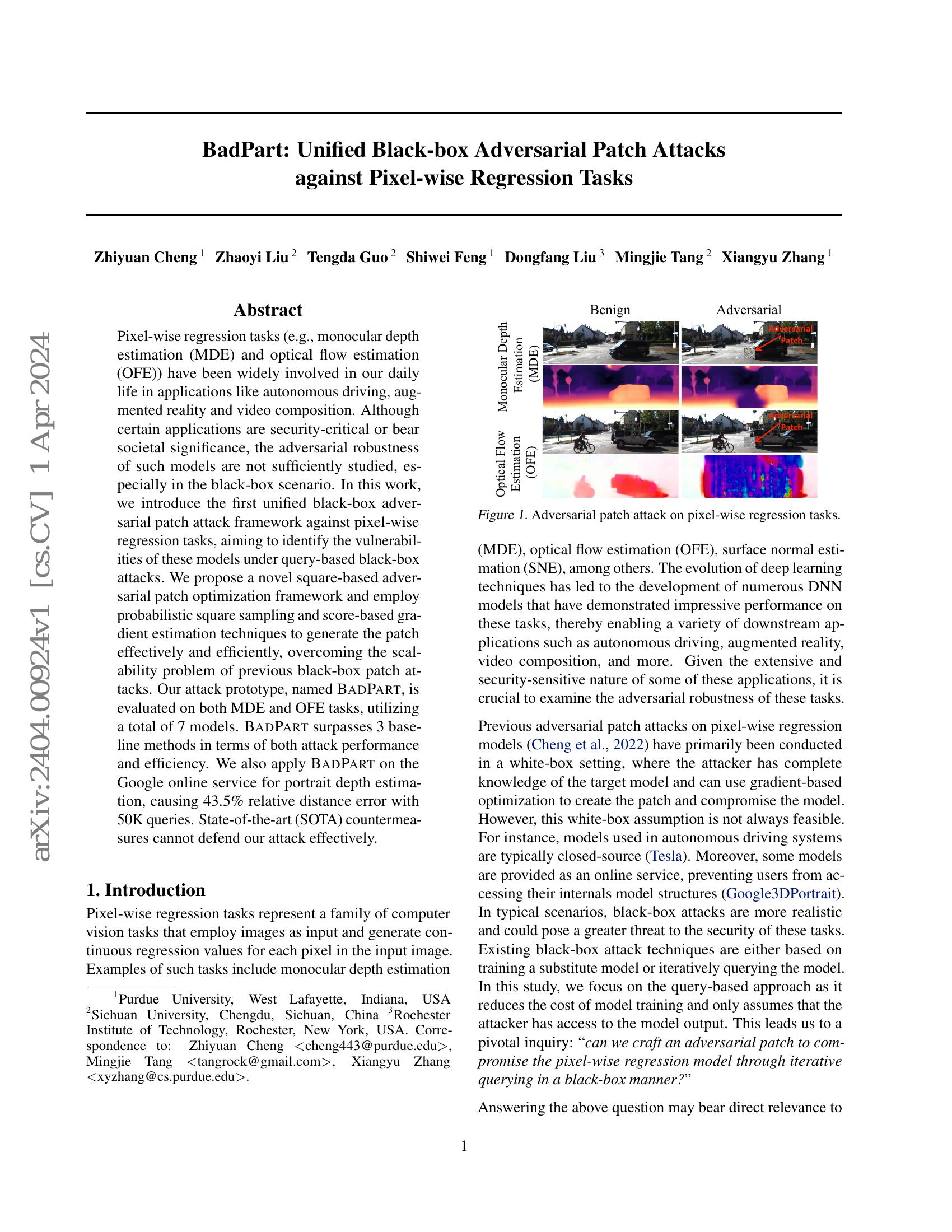 BadPart: Unified Black-box Adversarial Patch Attacks against Pixel-wise ...