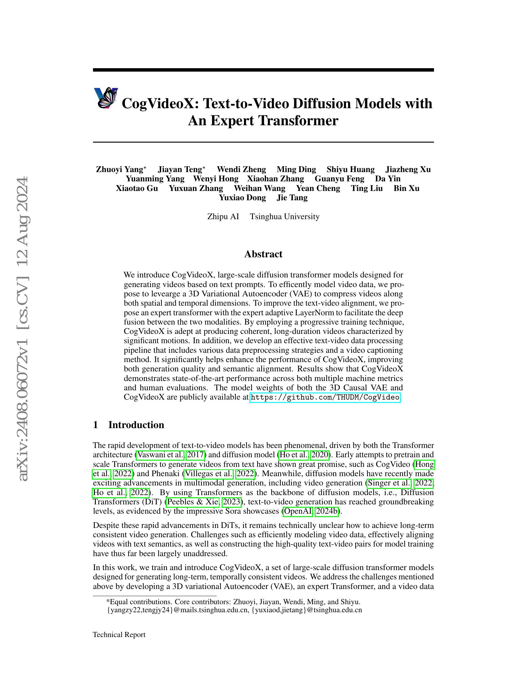 CogVideoX: Text-to-Video Diffusion Models with An Expert Transformer ...