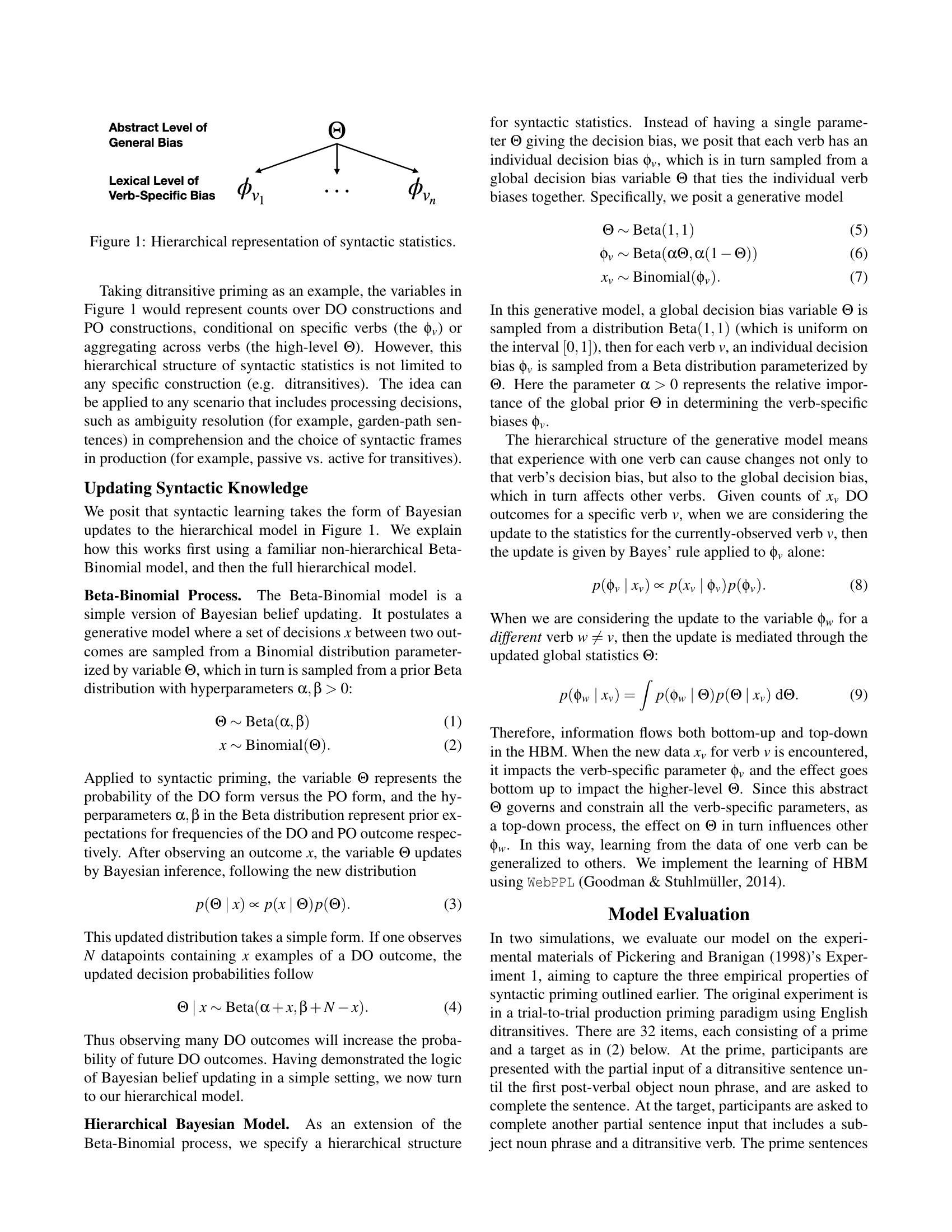 A hierarchical bayesian model for syntactic priming 