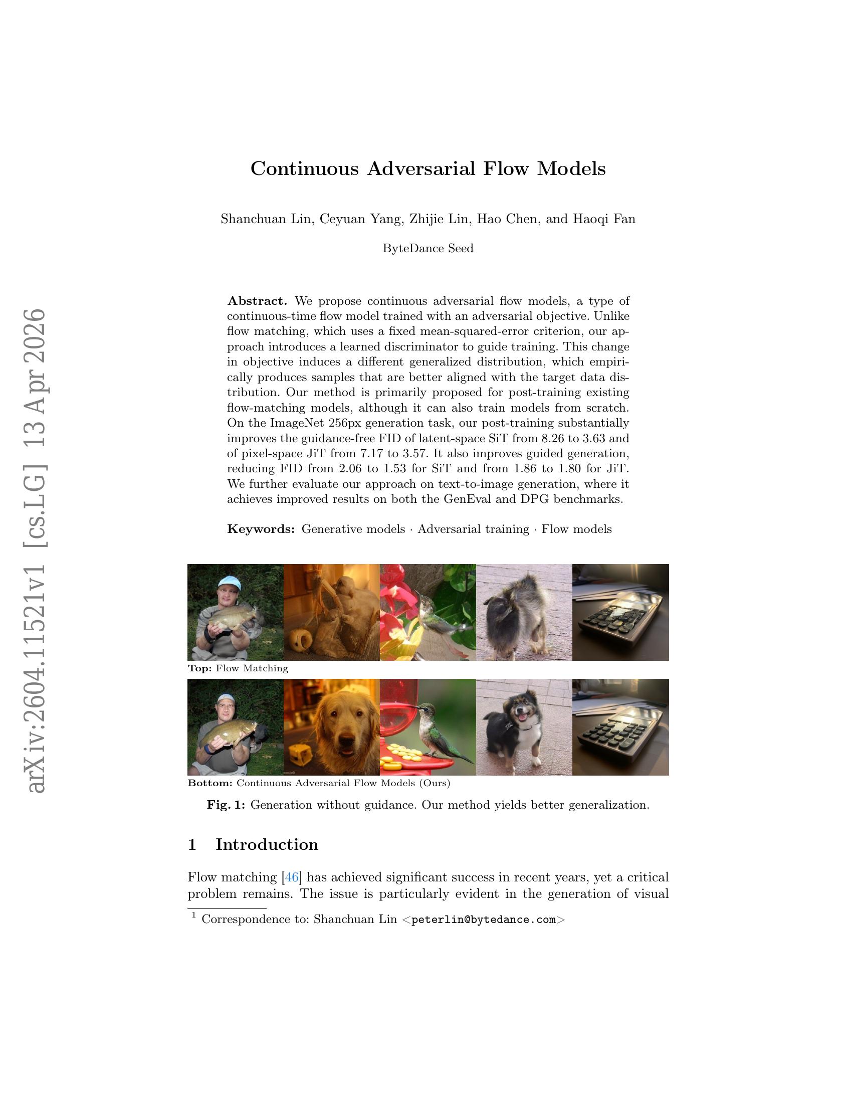 Continuous Adversarial Flow Models - 智源社区论文
