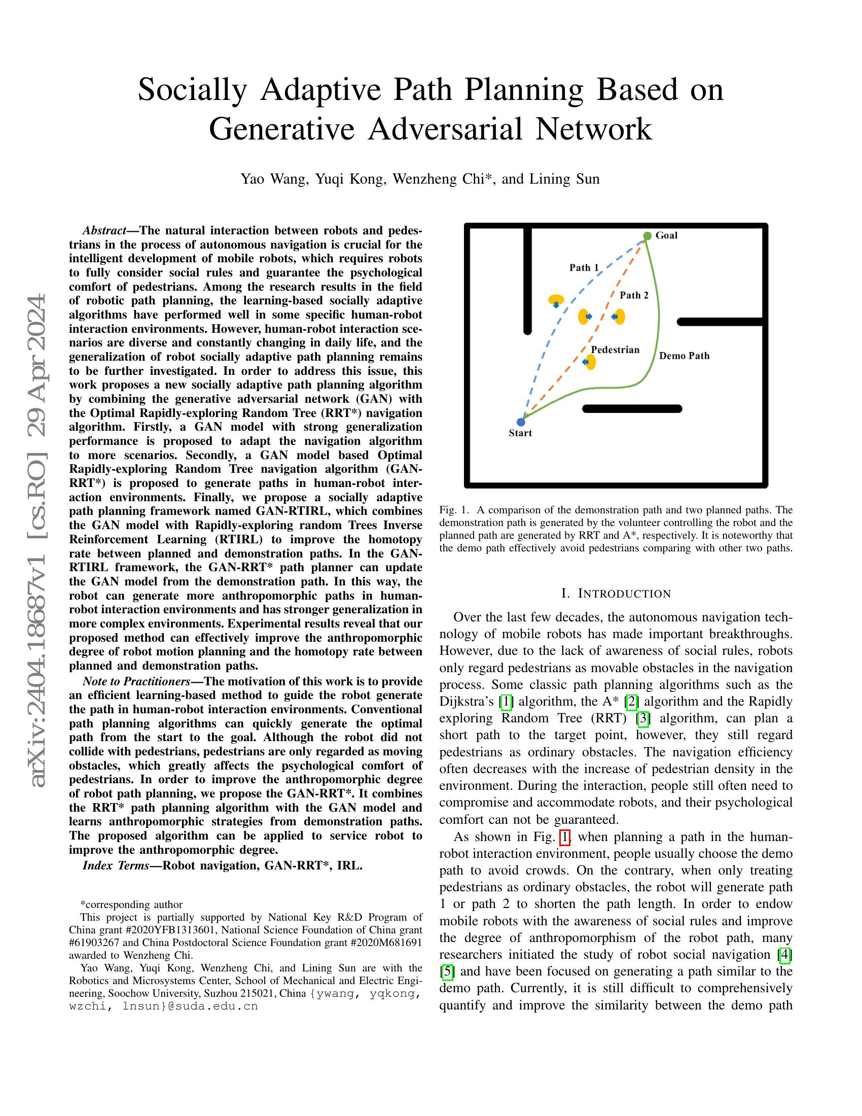 Socially Adaptive Path Planning Based on Generative Adversarial Network ...