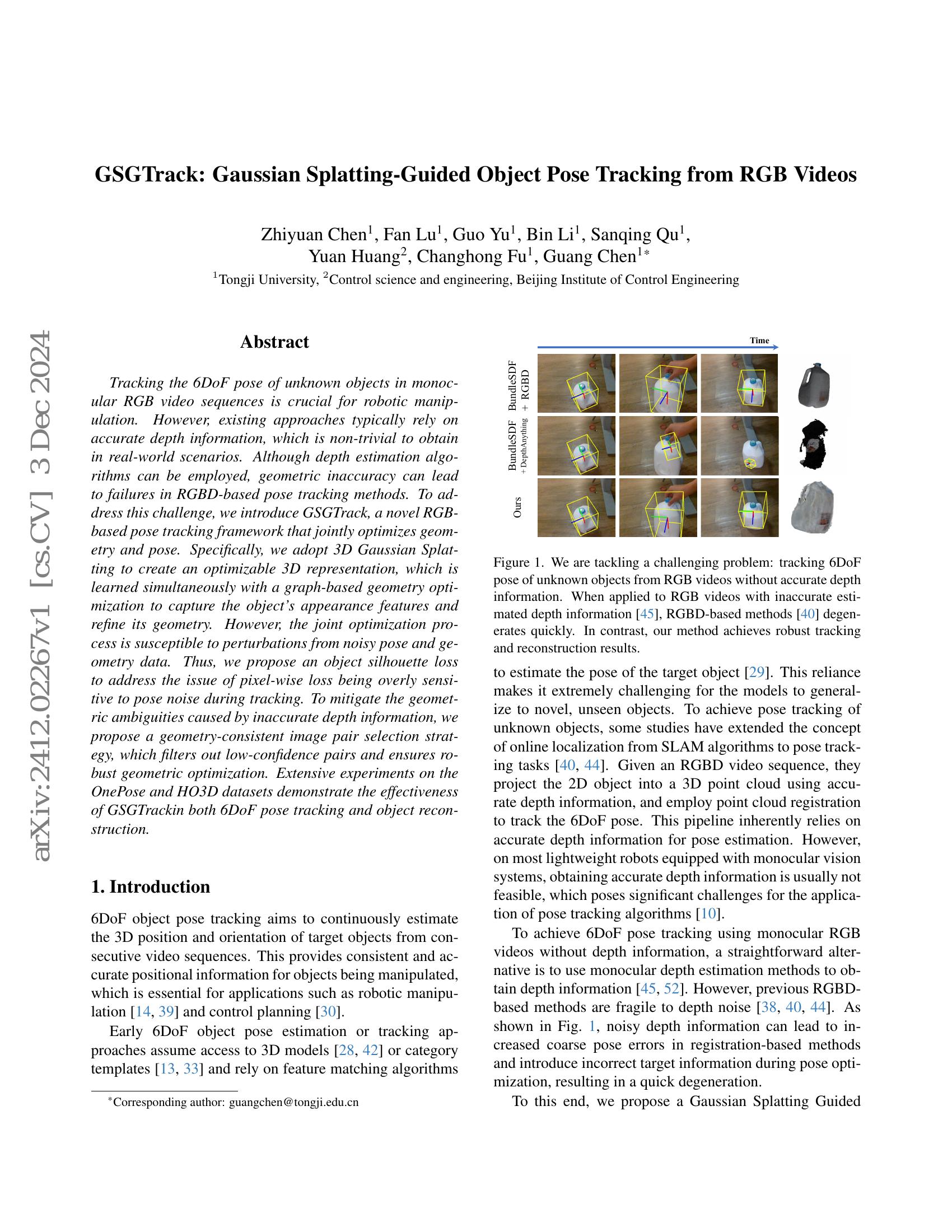 GSGTrack: Gaussian Splatting-Guided Object Pose Tracking from RGB ...