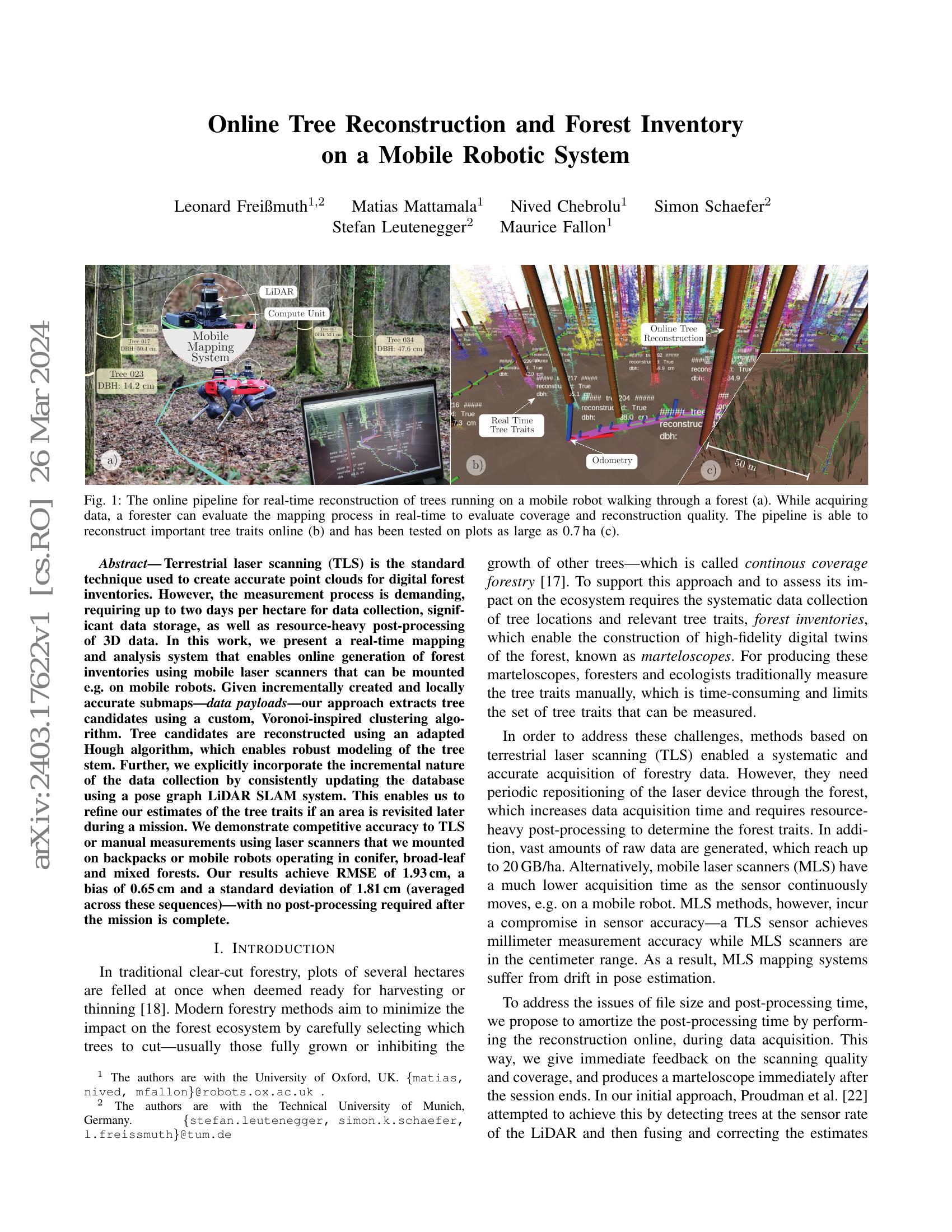 Online Tree Reconstruction and Forest Inventory on a Mobile Robotic ...