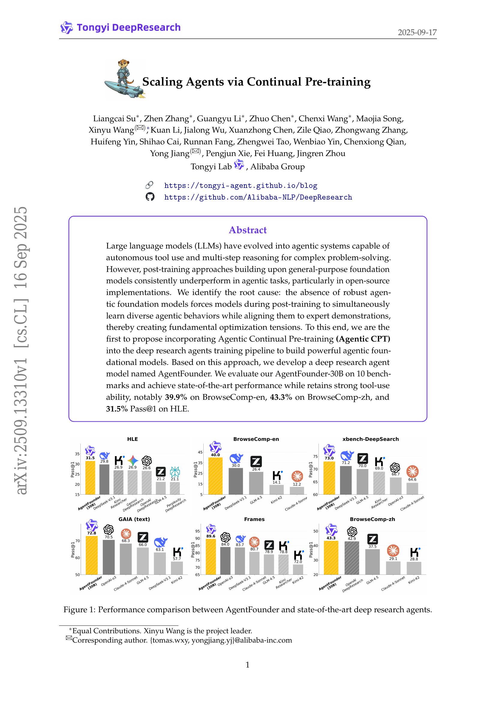Scaling Agents via Continual Pre-training - 智源社区论文