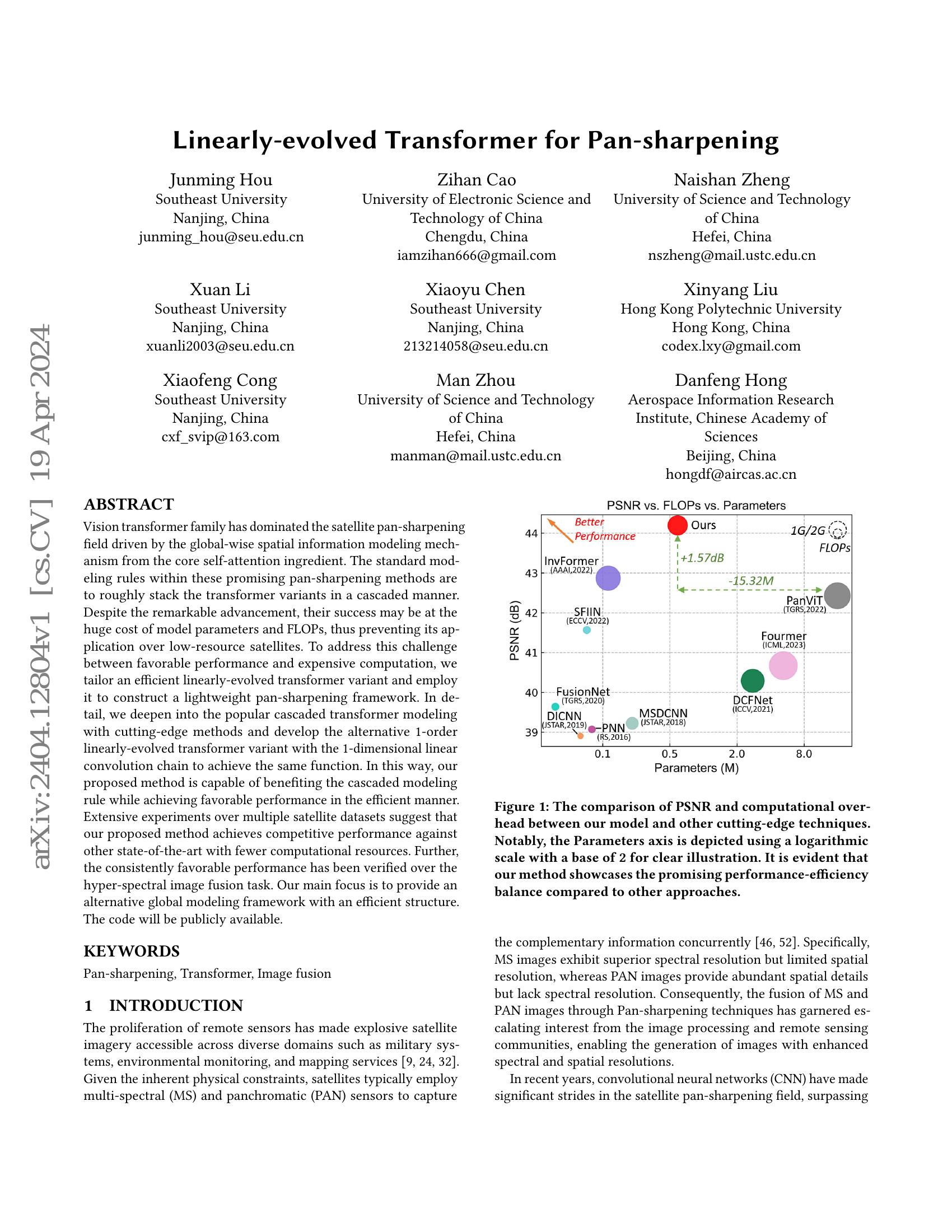 Linearly-evolved Transformer for Pan-sharpening - 智源社区论文