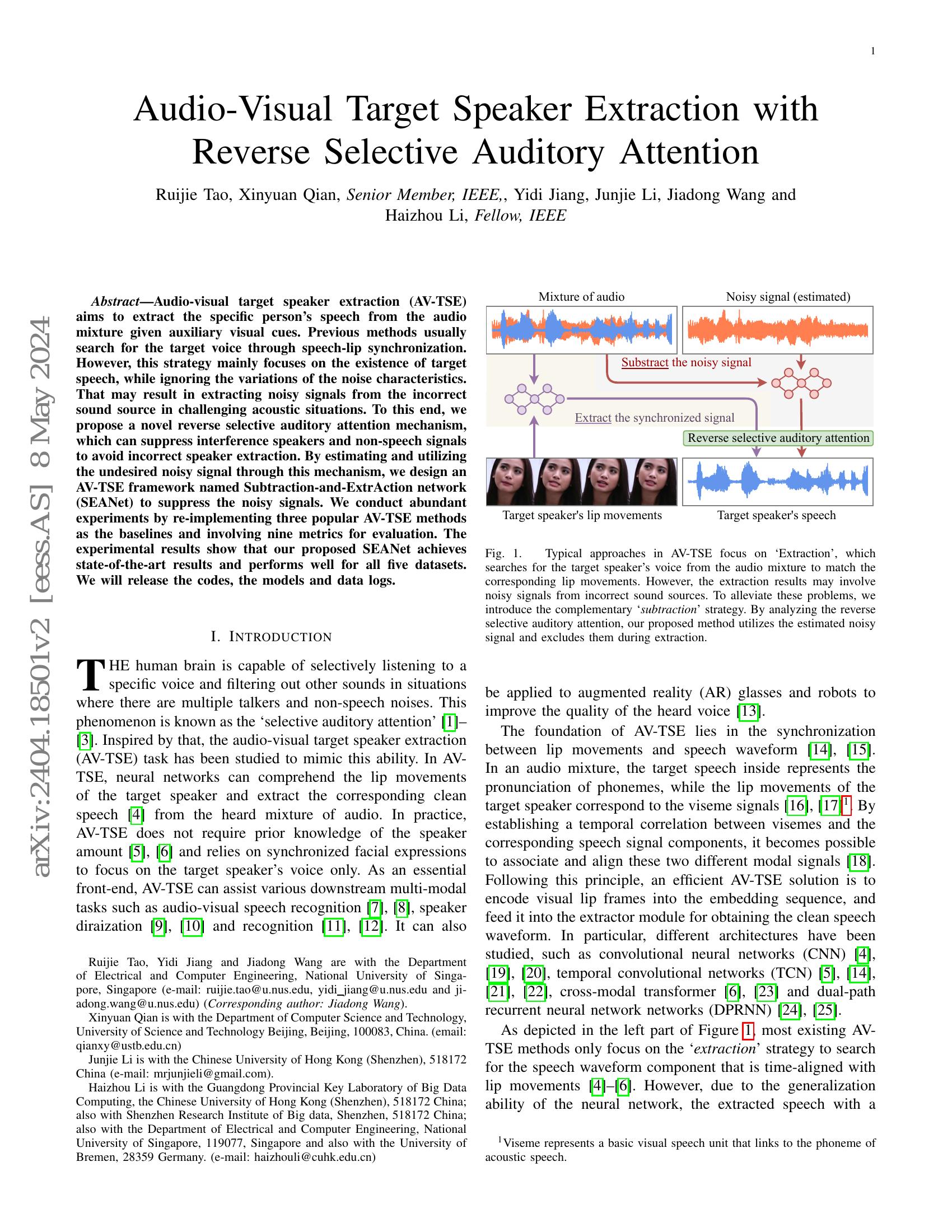 Audio-Visual Target Speaker Extraction with Reverse Selective Auditory ...