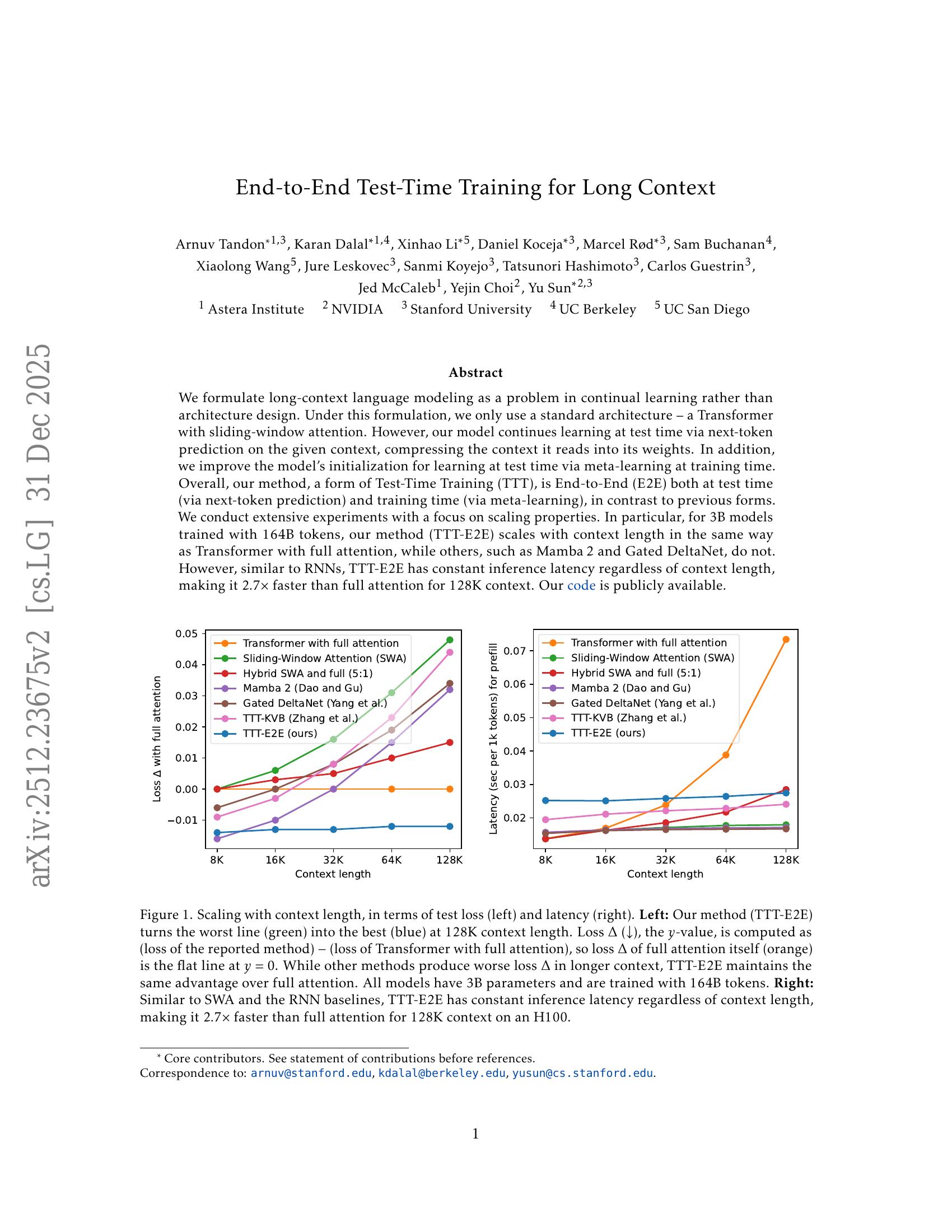 Long Time Testing End-to-End Test-Time Training for Long Context - 智源社区论文