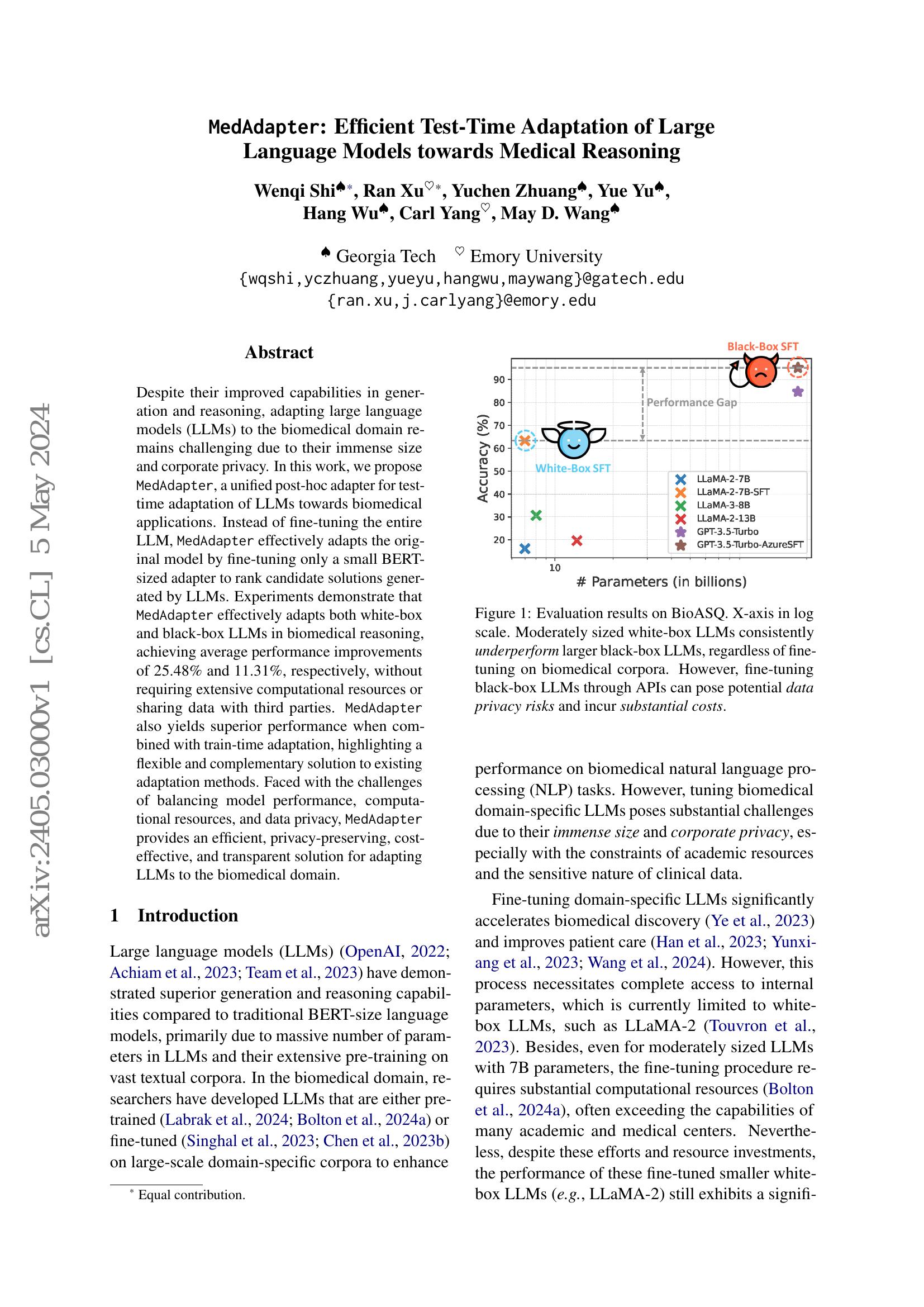 MedAdapter: Efficient Test-Time Adaptation of Large Language Models ...