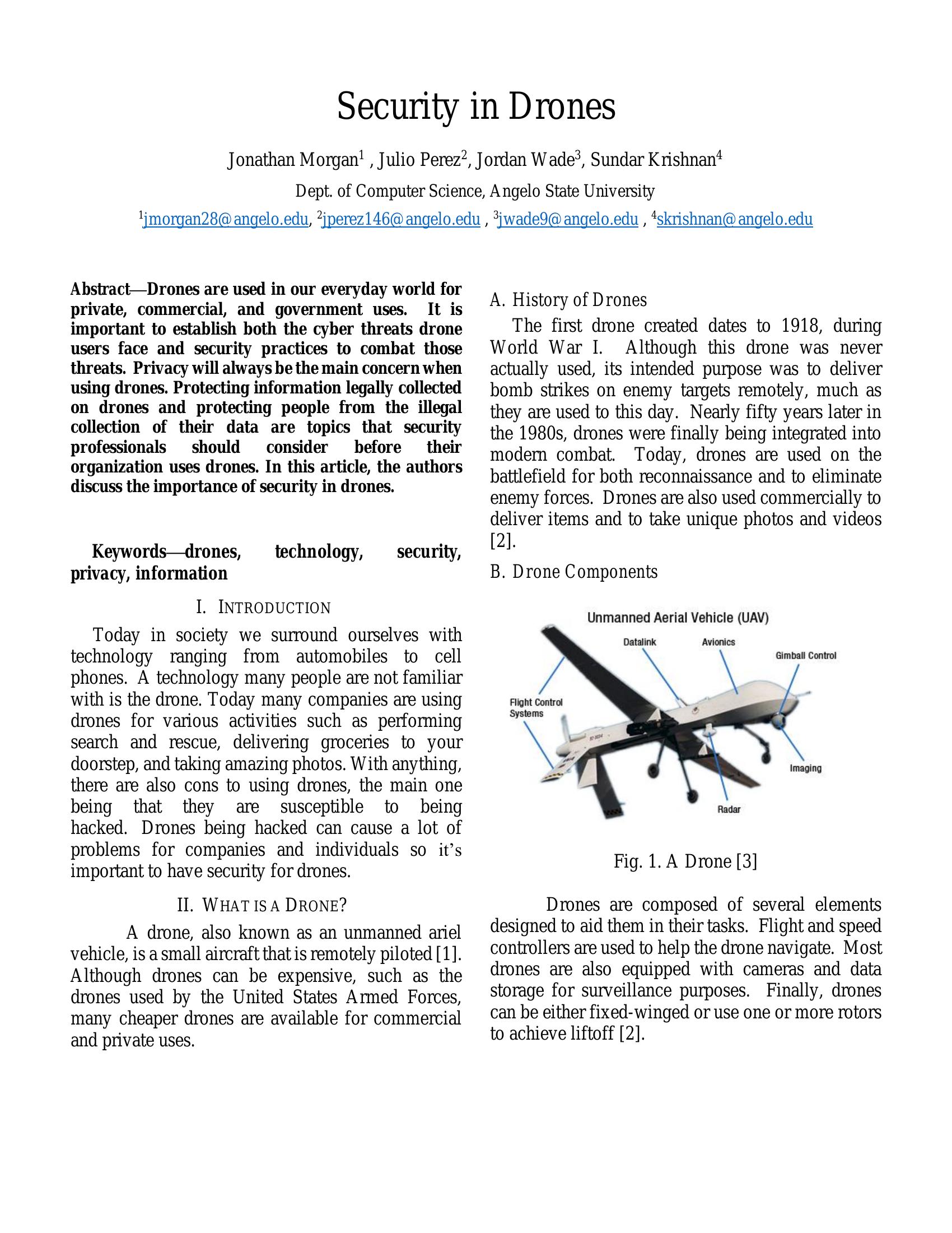 Security in Drones - 智源社区论文