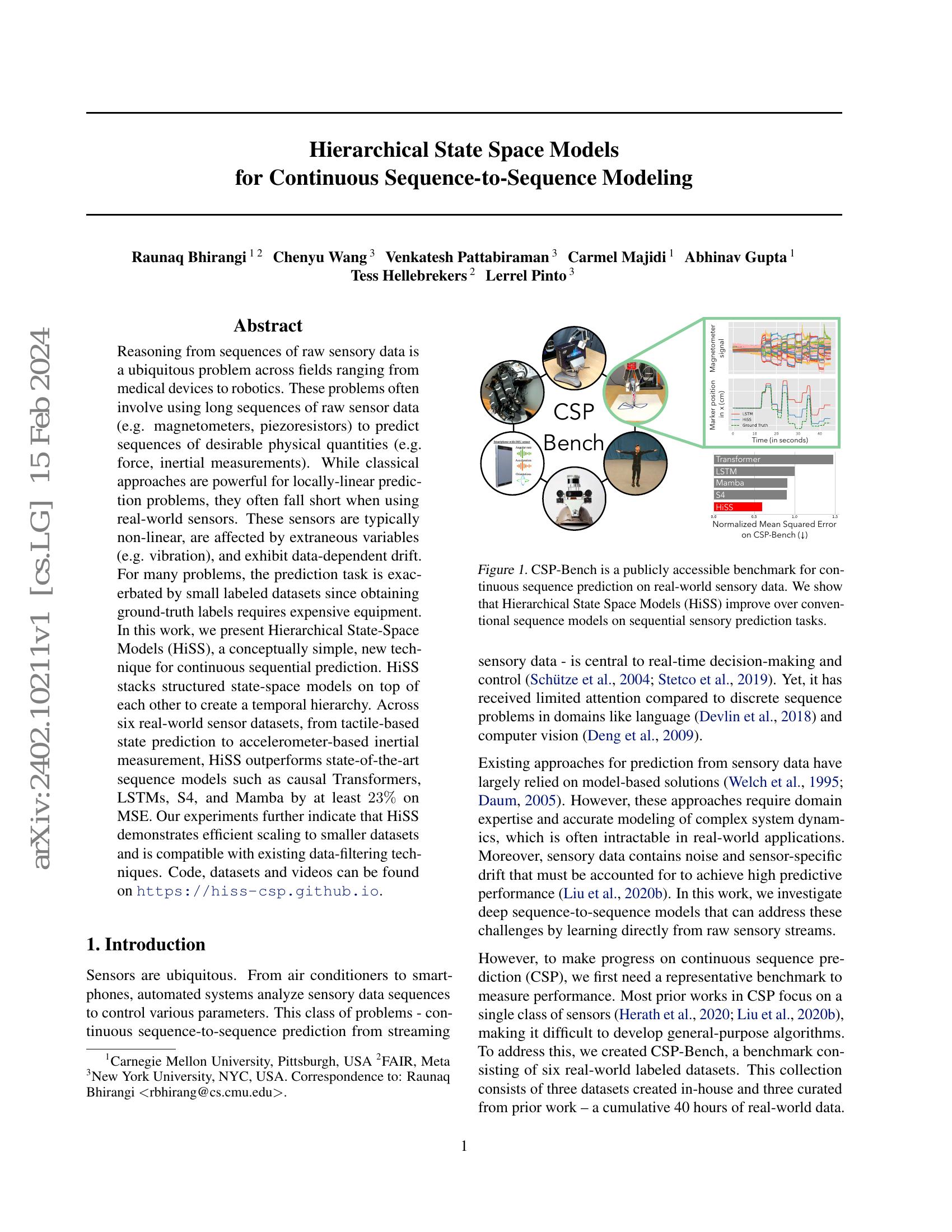 Hierarchical state space models for continuous sequence to sequence