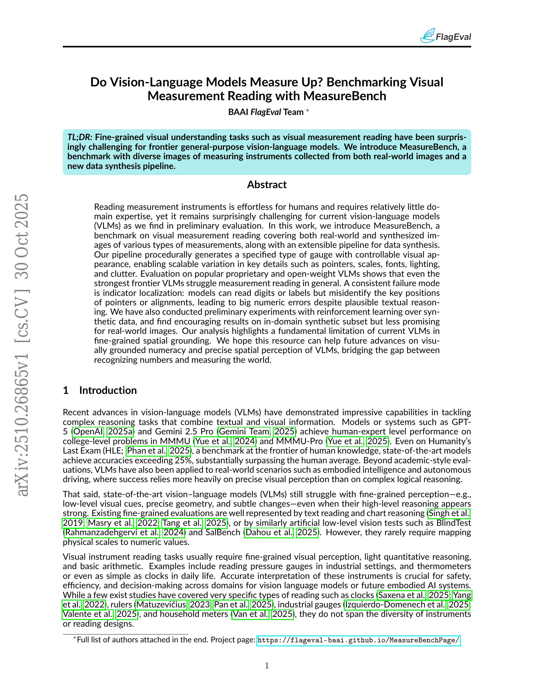 Do Vision-Language Models Measure Up? Benchmarking Visual Measurement ...