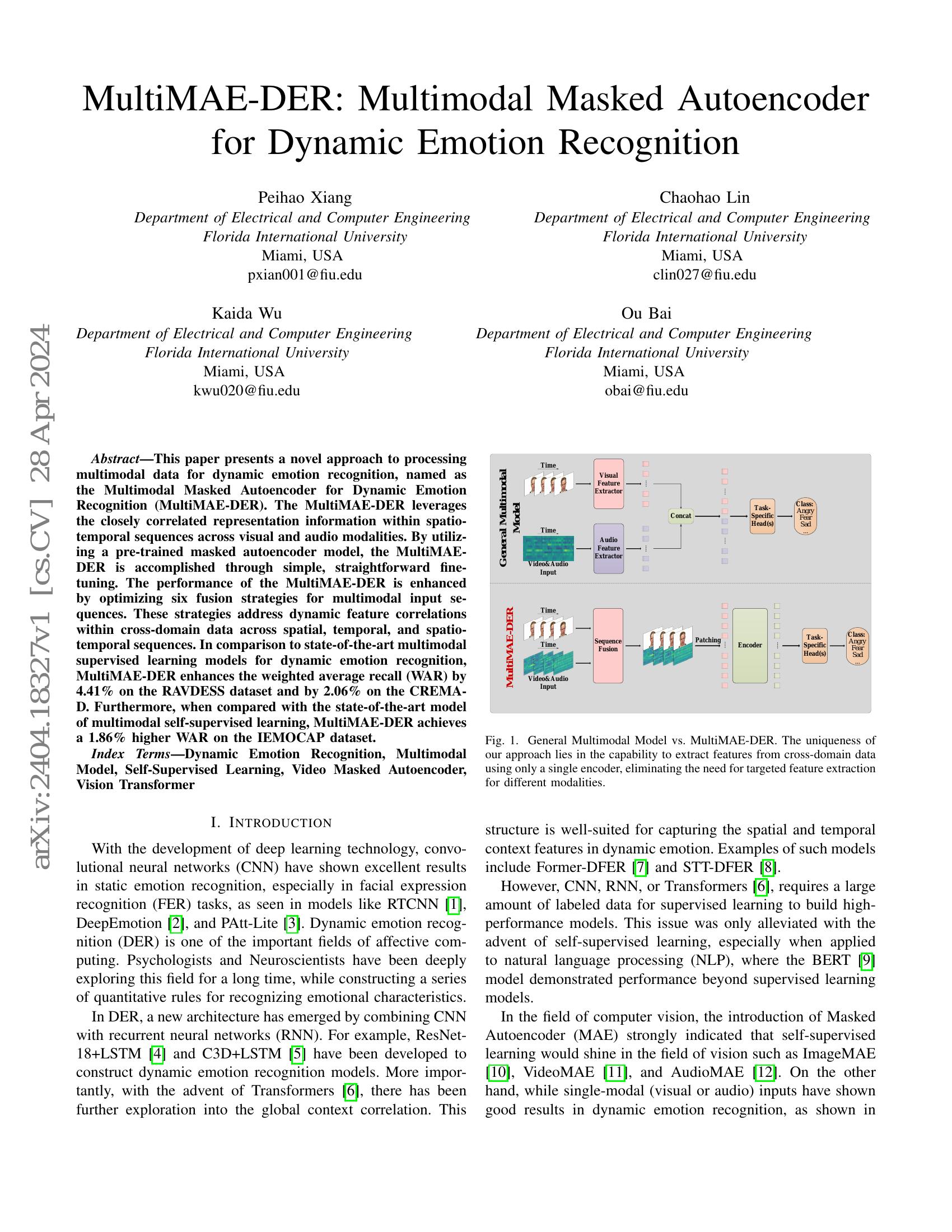 MultiMAE-DER: Multimodal Masked Autoencoder for Dynamic Emotion ...