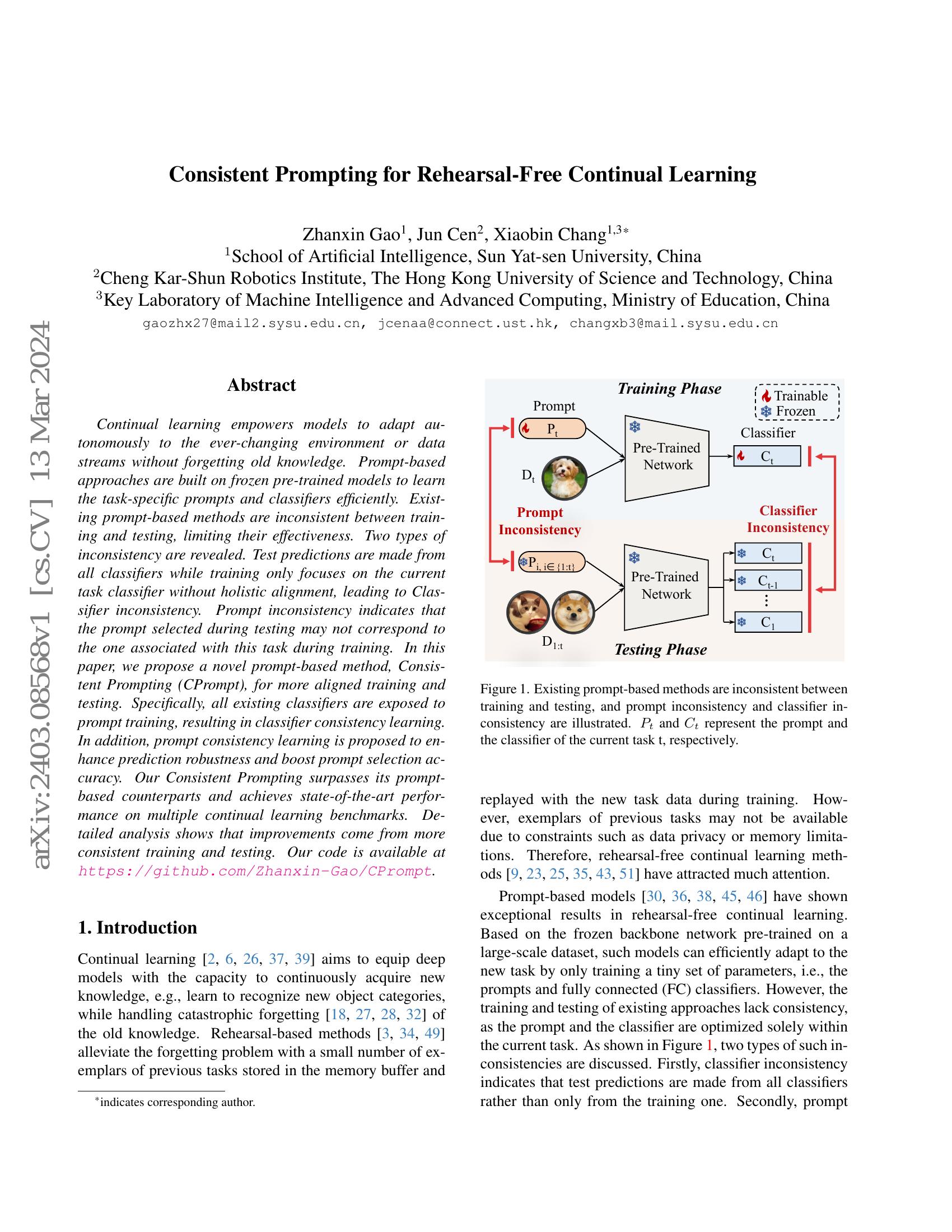 Consistent Prompting for Rehearsal-Free Continual Learning - 智源社区论文