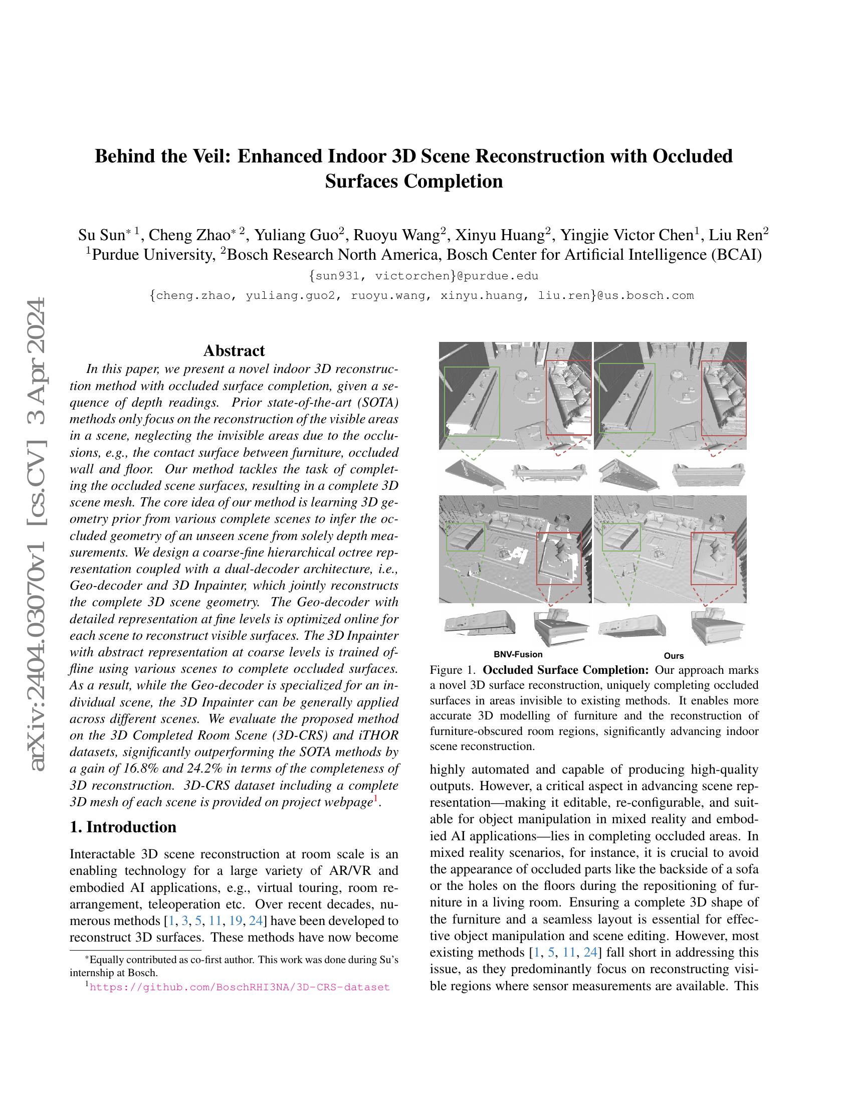 Behind the Veil: Enhanced Indoor 3D Scene Reconstruction with Occluded ...