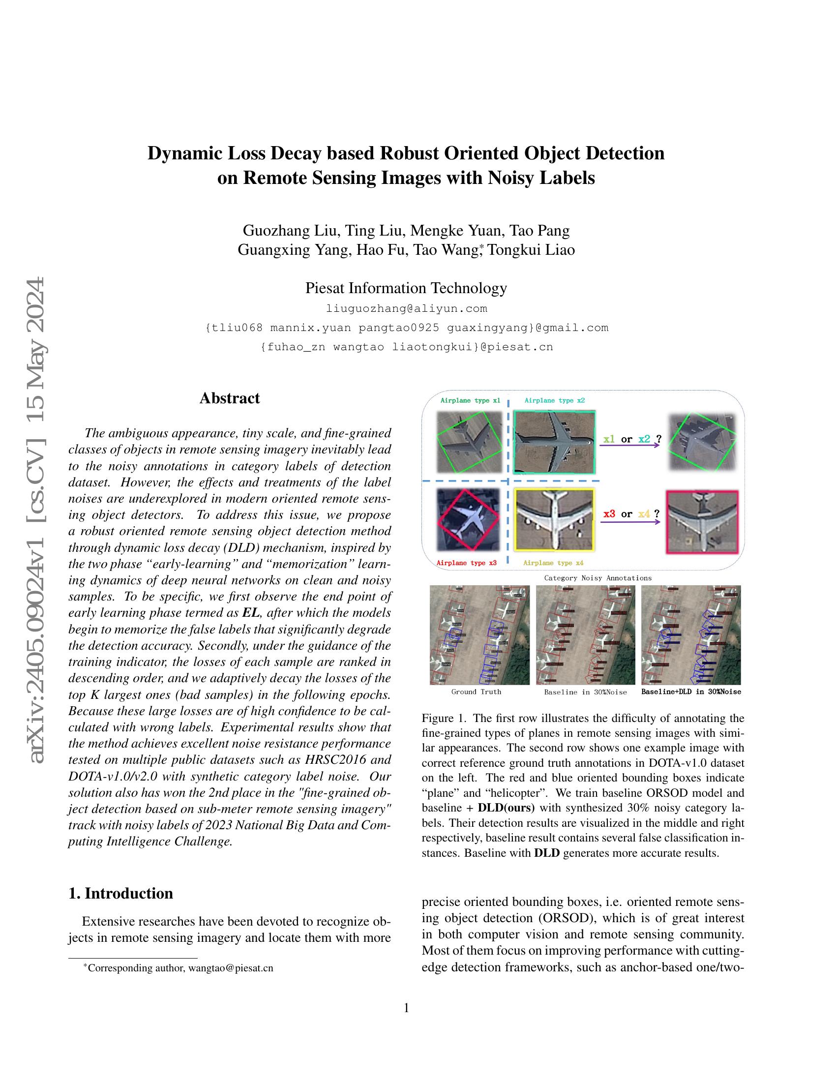 Dynamic Loss Decay based Robust Oriented Object Detection on Remote ...