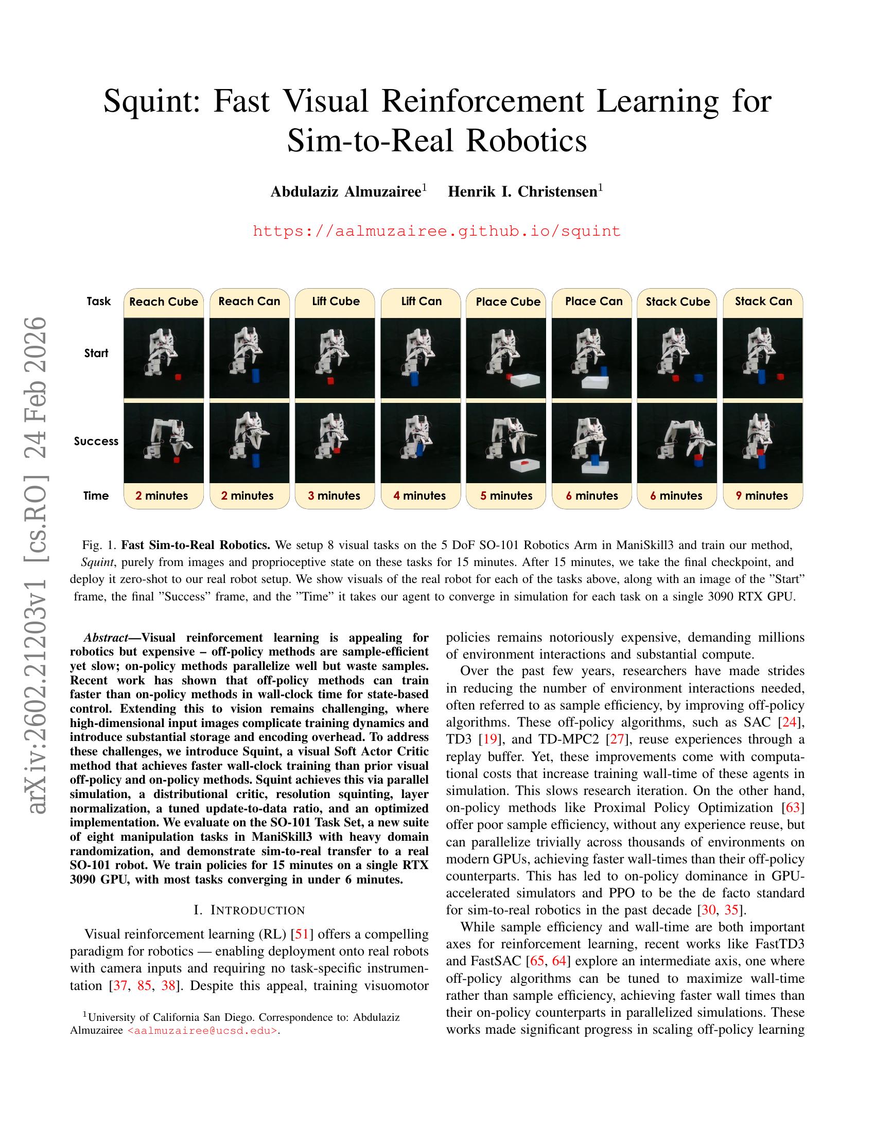 Squint: Fast Visual Reinforcement Learning for Sim-to-Real Robotics - 智 ...