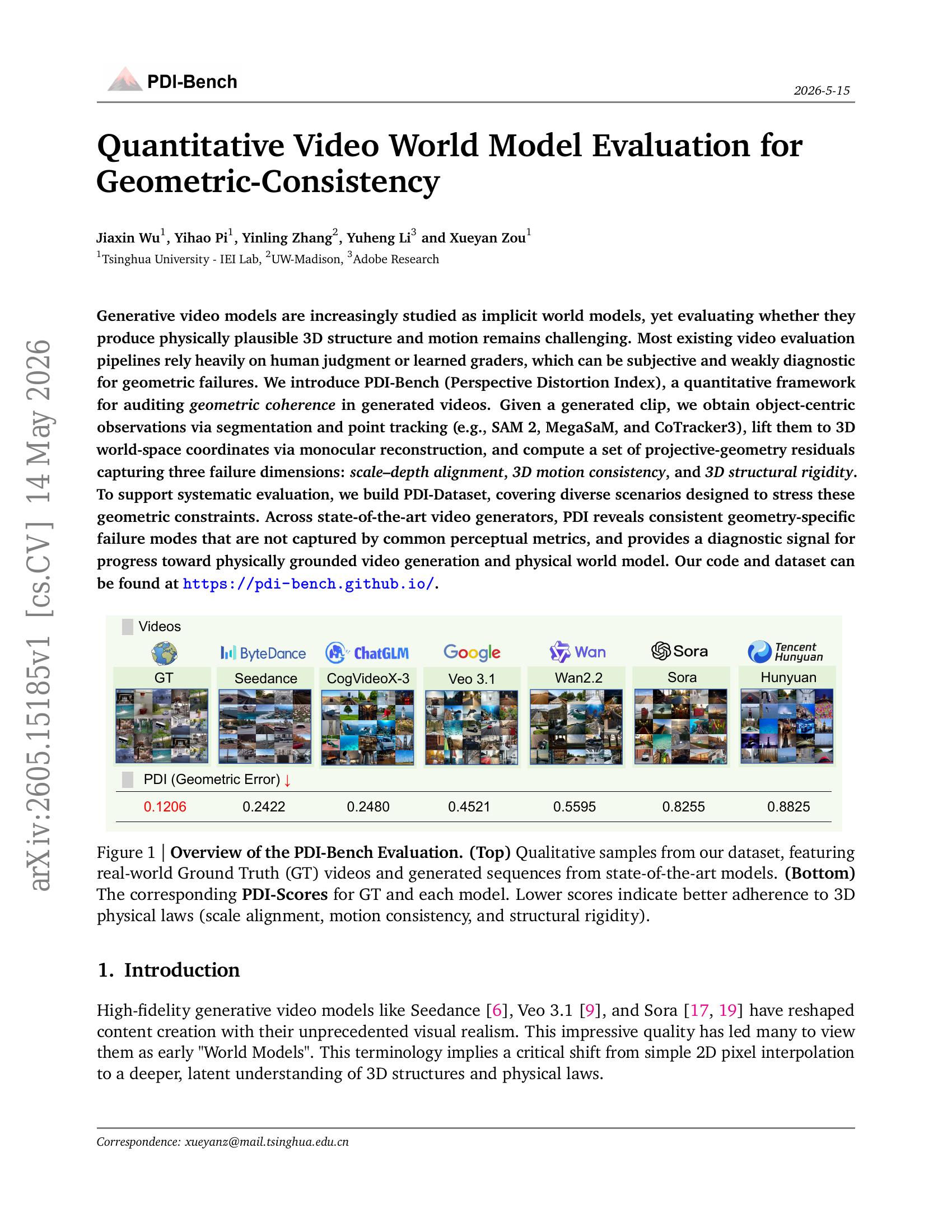 Quantitative Video World Model Evaluation for Geometric-Consistency - 智 ...